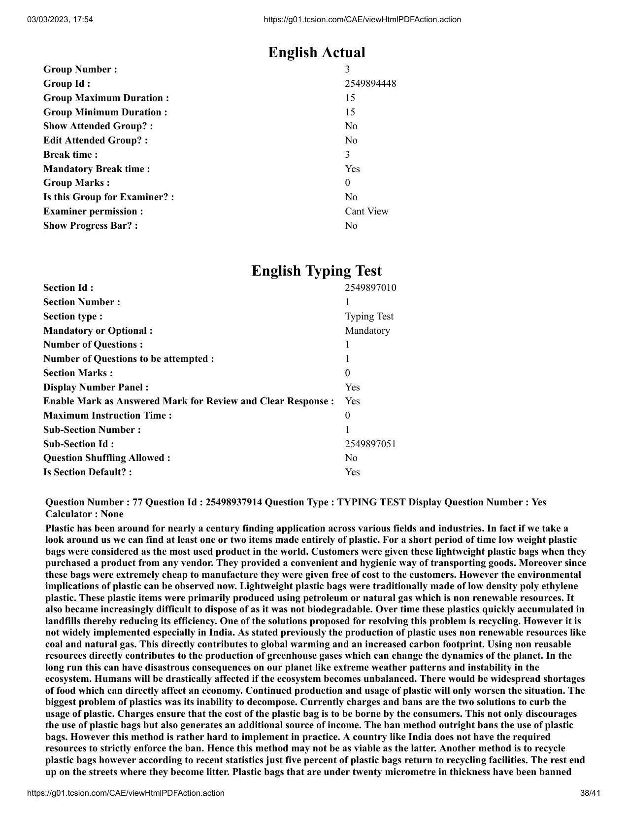 MP CPCT 2 Mar 2023 Question Paper Shift 1 - Page 38