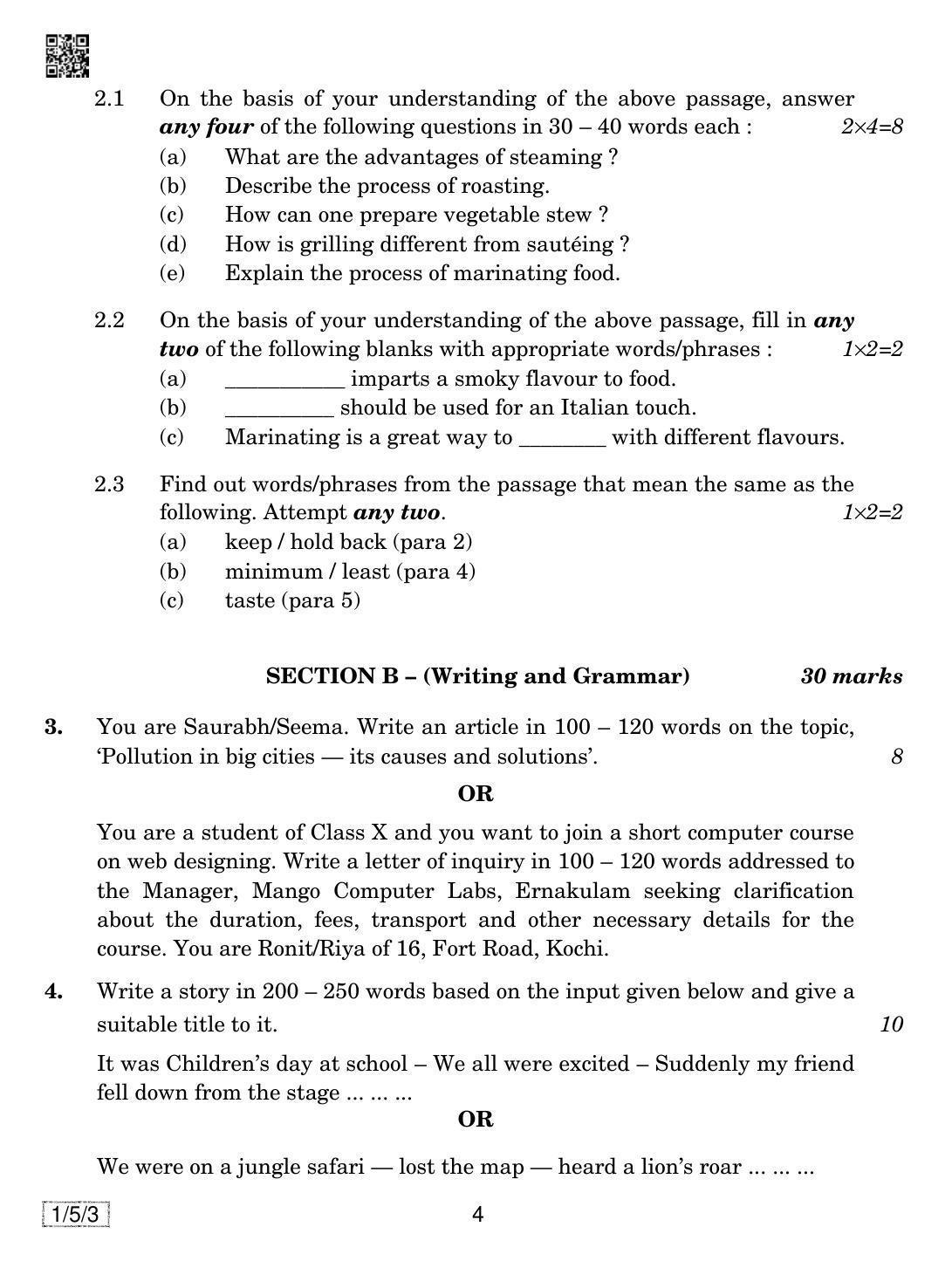 CBSE Class 10 1-5-3 ENGLISH COMMUNICATIVE 2019 Question Paper - Page 4