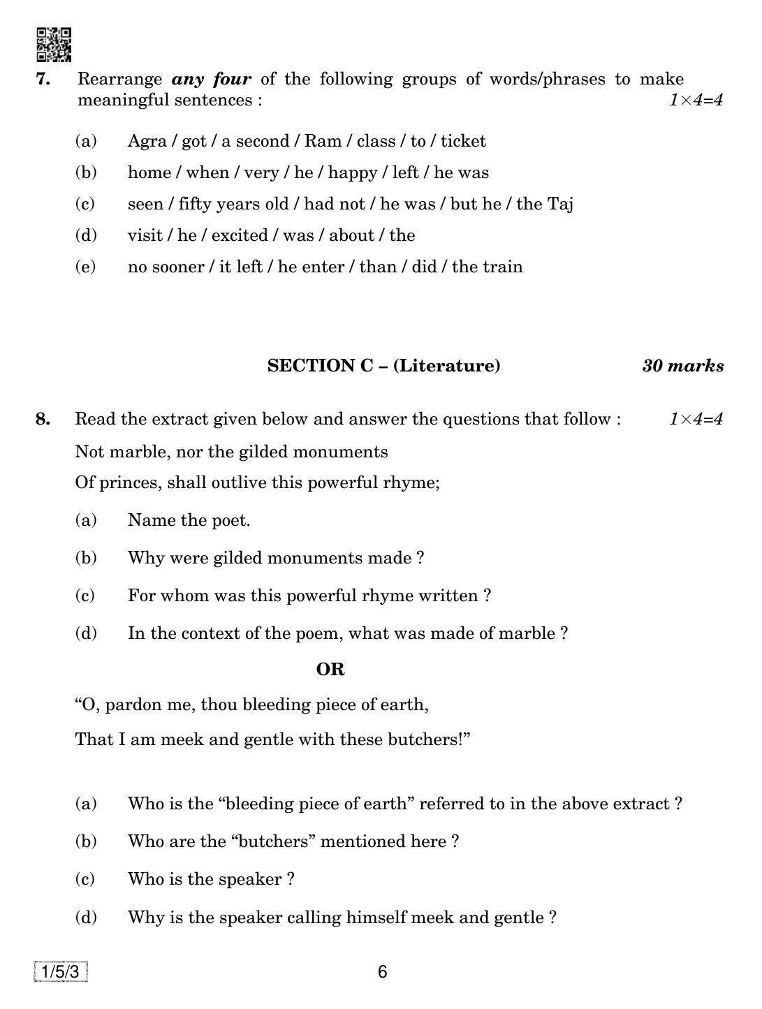 CBSE Class 10 1-5-3 ENGLISH COMMUNICATIVE 2019 Question Paper - Page 6