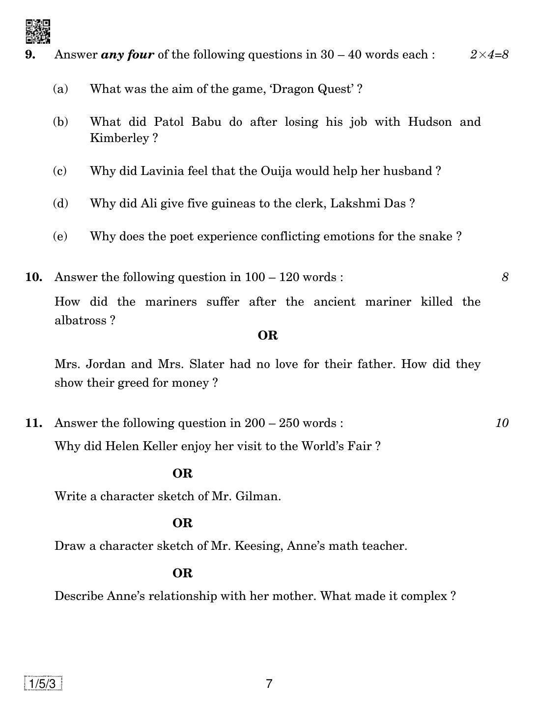 CBSE Class 10 1-5-3 ENGLISH COMMUNICATIVE 2019 Question Paper - Page 7