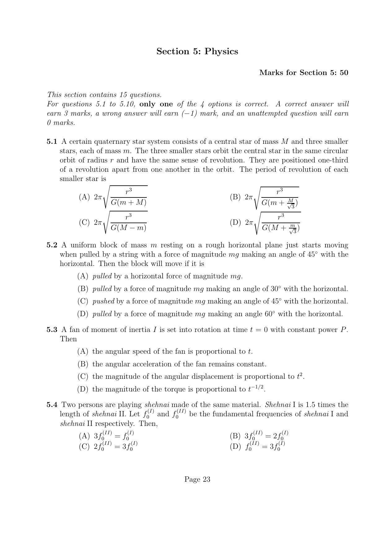 NEST 2016 Question Paper - Page 23
