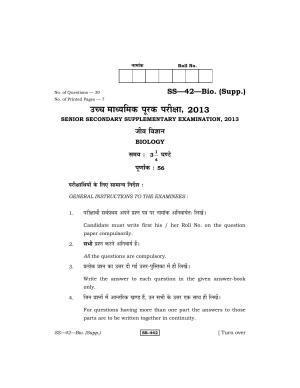 Class 12 2013 Biology Supplementary RBSE Question Paper