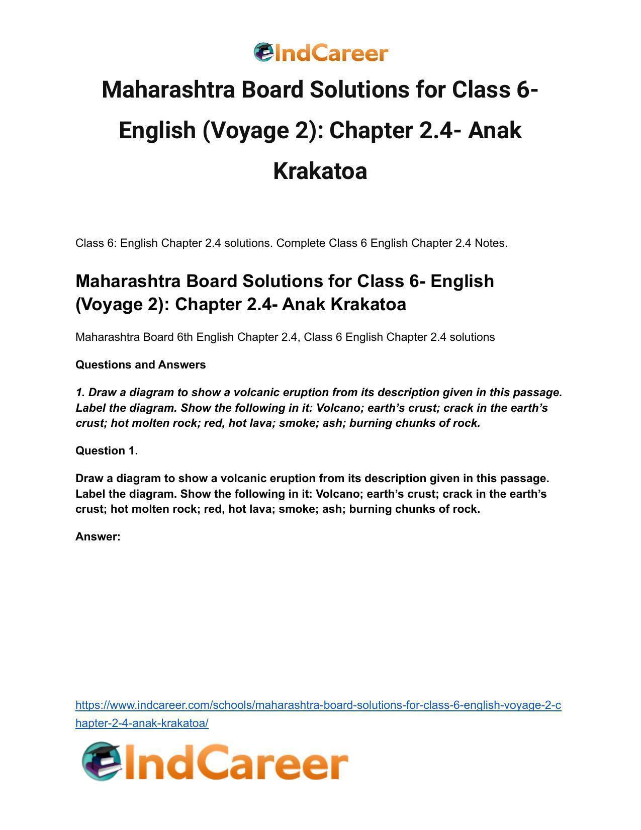 Maharashtra Board Solutions for Class 6- English (Voyage 2): Chapter 2.4- Anak Krakatoa - Page 2