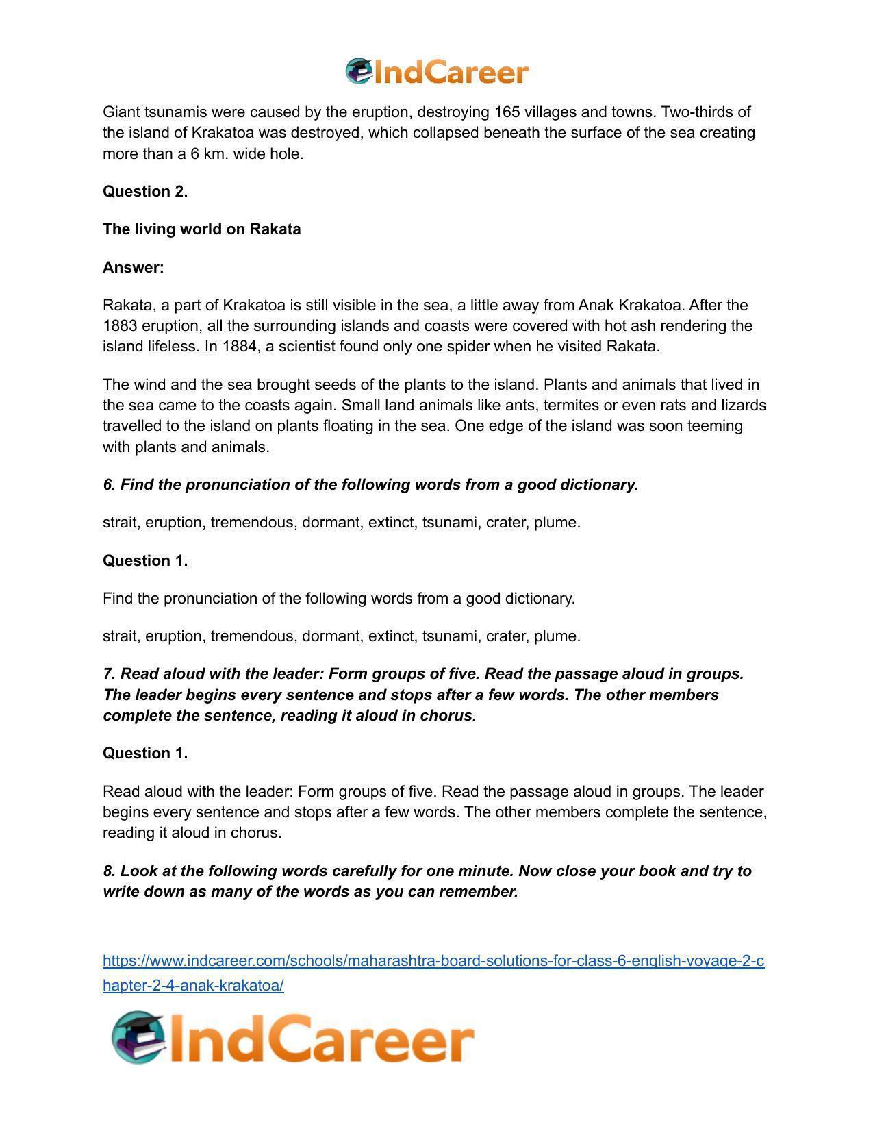 Maharashtra Board Solutions for Class 6- English (Voyage 2): Chapter 2.4- Anak Krakatoa - Page 6