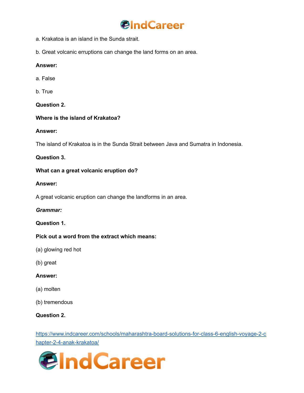 Maharashtra Board Solutions for Class 6- English (Voyage 2): Chapter 2.4- Anak Krakatoa - Page 10