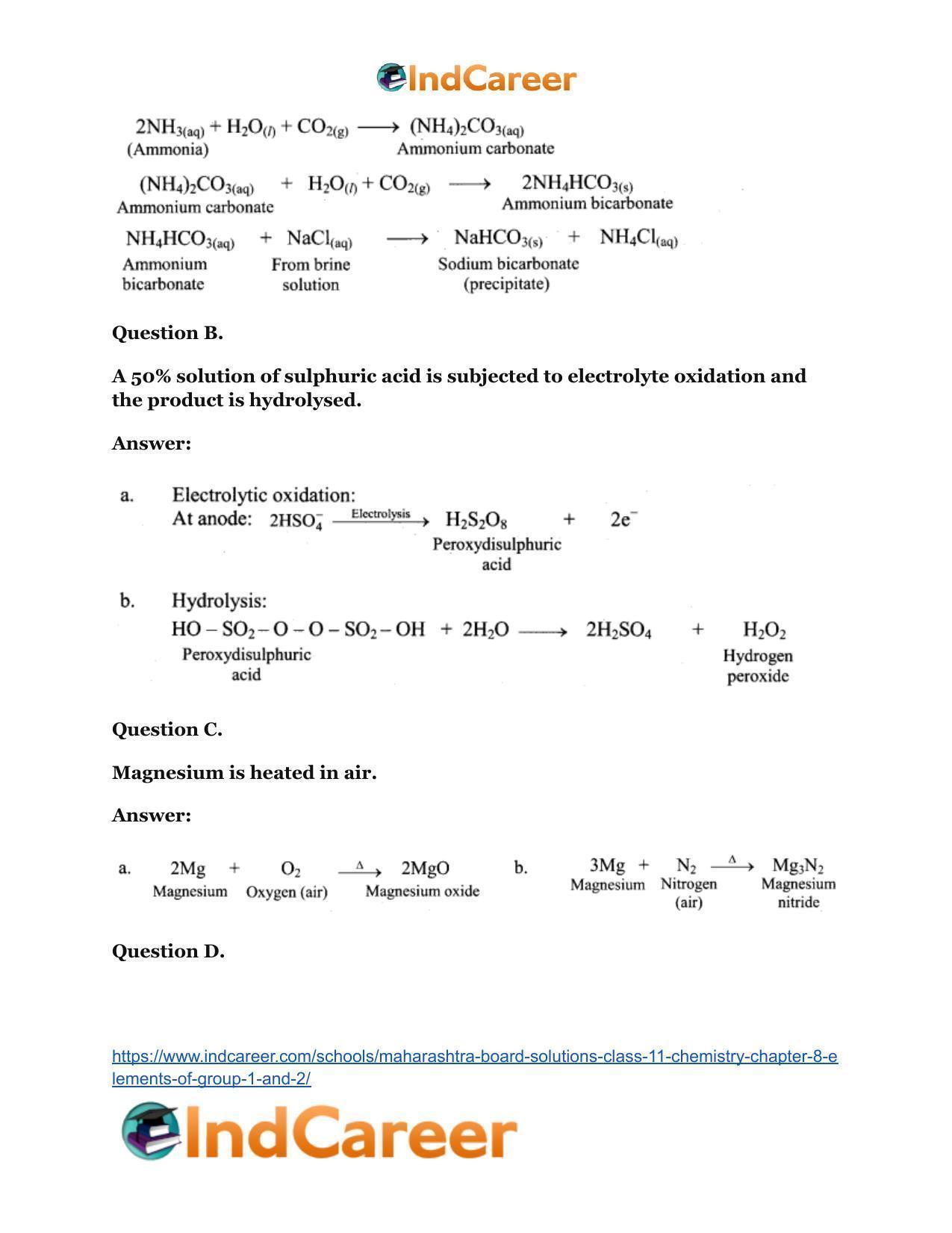 Maharashtra Board Solutions Class 11-Chemistry: Chapter 8- Elements of Group 1 and 2 - Page 5