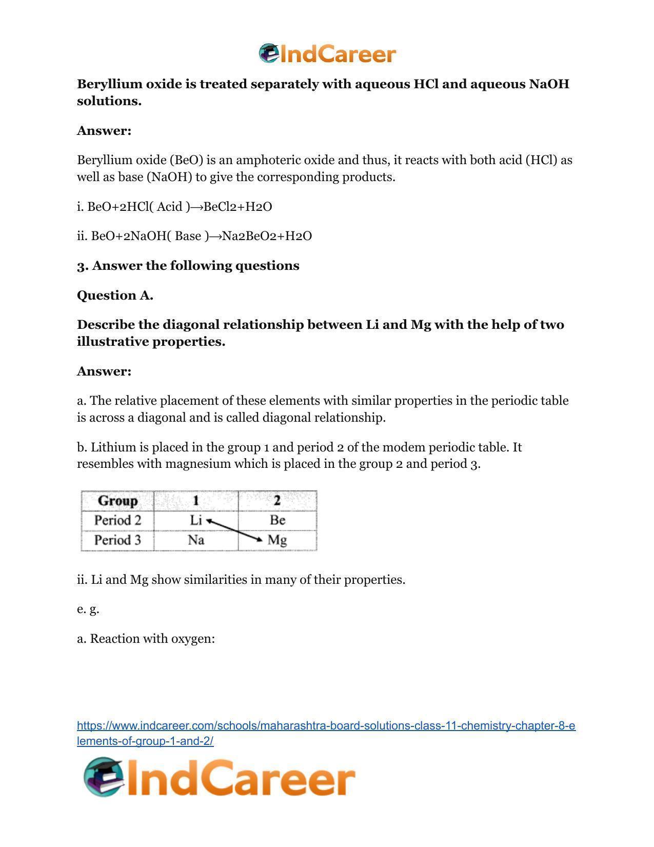 Maharashtra Board Solutions Class 11-Chemistry: Chapter 8- Elements of Group 1 and 2 - Page 6