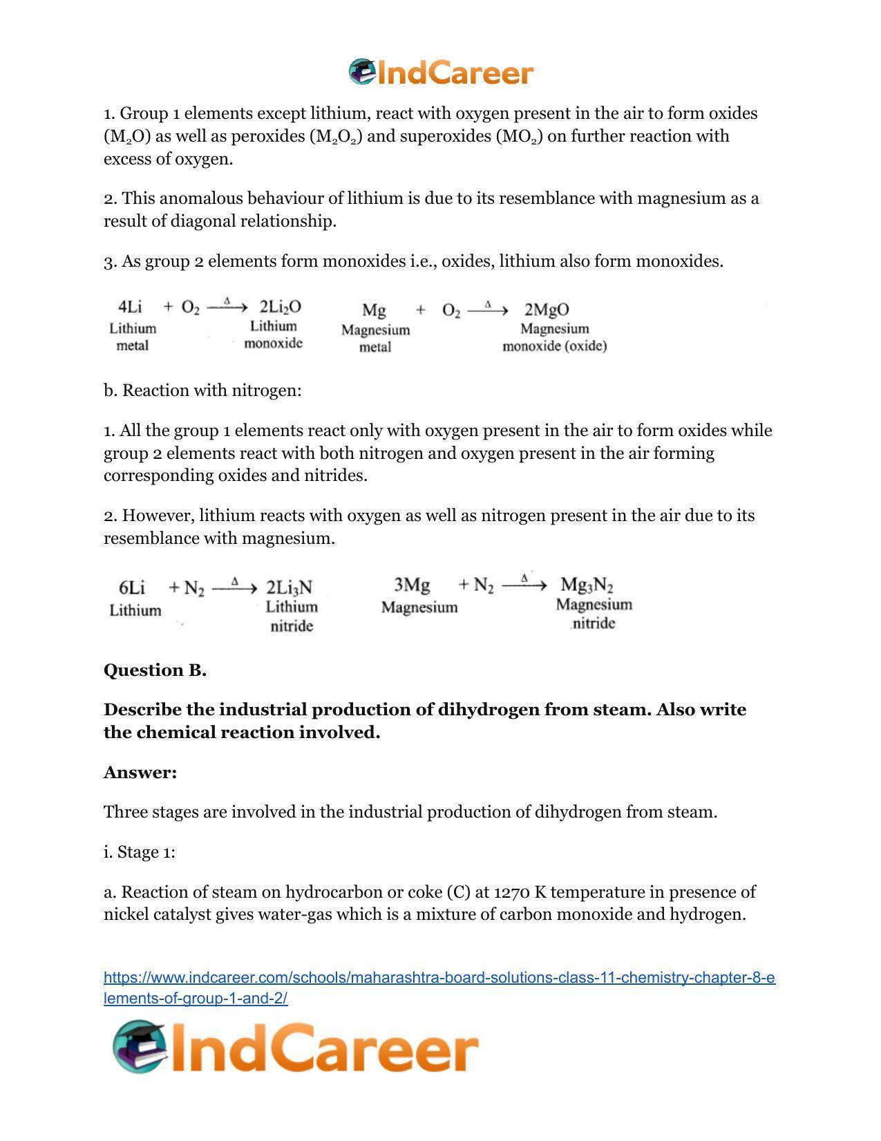 Maharashtra Board Solutions Class 11-Chemistry: Chapter 8- Elements of Group 1 and 2 - Page 7