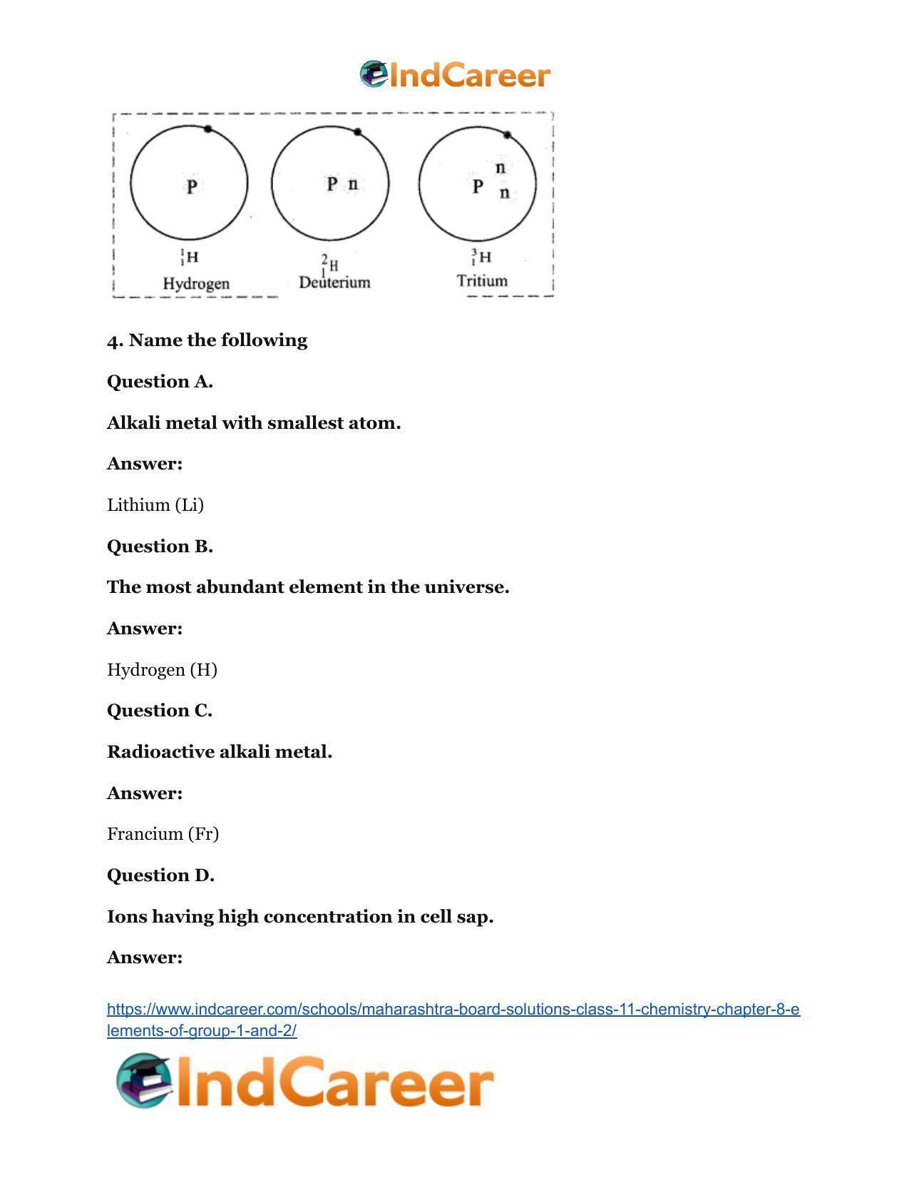 Maharashtra Board Solutions Class 11-Chemistry: Chapter 8- Elements of Group 1 and 2 - Page 10