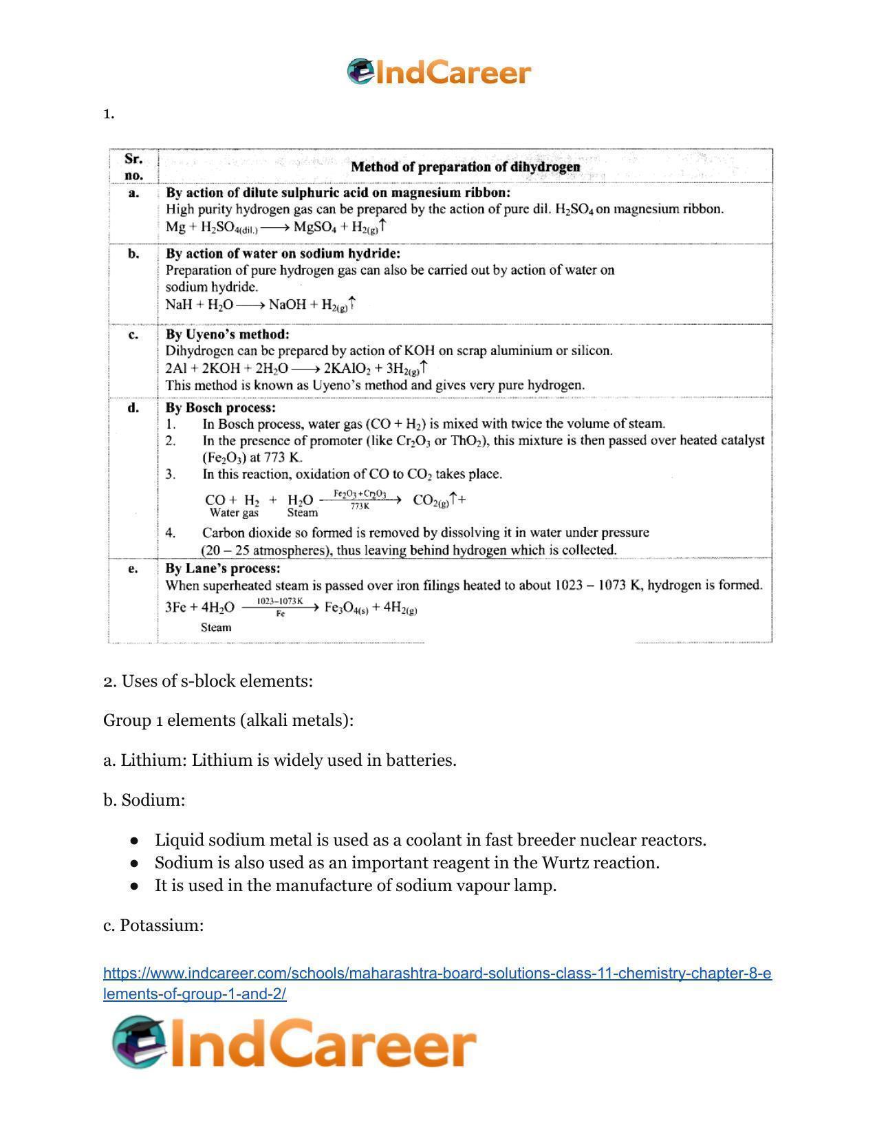 Maharashtra Board Solutions Class 11-Chemistry: Chapter 8- Elements of Group 1 and 2 - Page 13