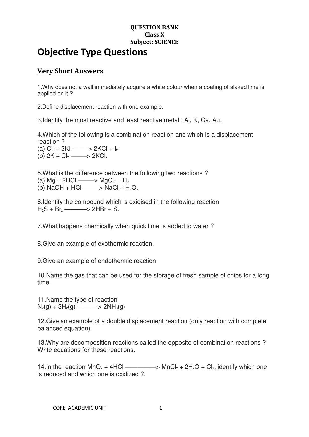 Edudel Class 10 Science Question Bank - Page 1