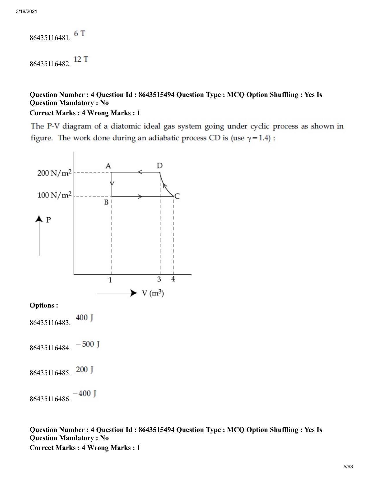 JEE Mains 2021: BTech EMA (Shift 1) 18-03-2021 Question Paper - Page 5