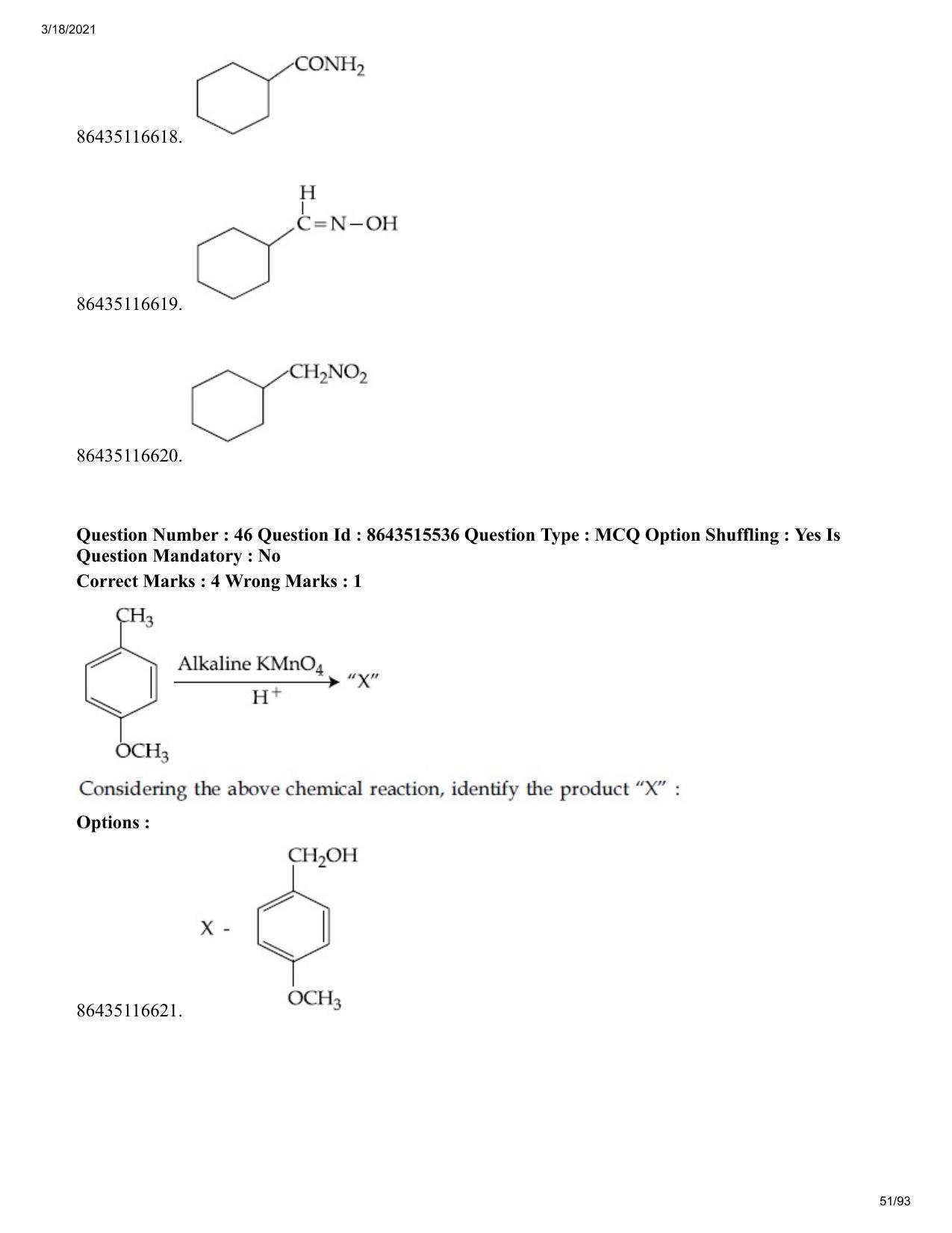 JEE Mains 2021: BTech EMA (Shift 1) 18-03-2021 Question Paper - Page 51