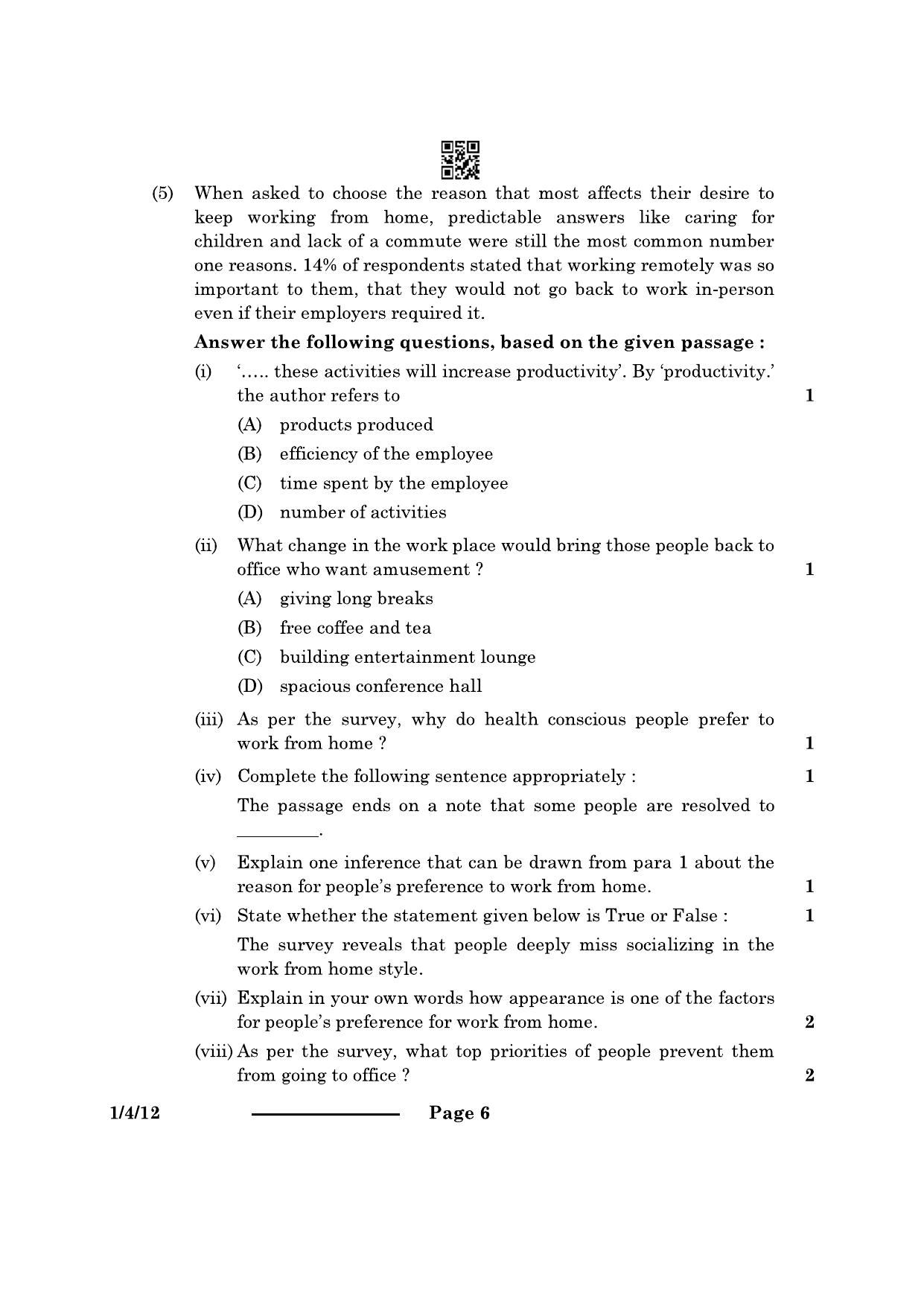 CBSE Class 12 1-4-1 English Core 2024 Question Paper - Page 6