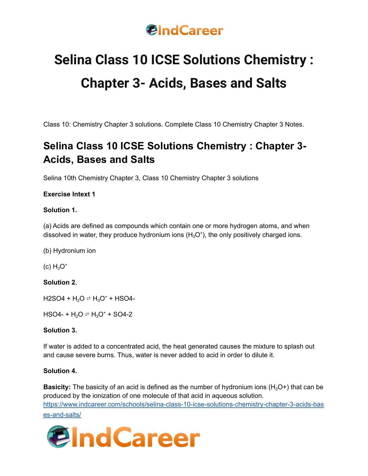 Selina Class 10 ICSE Solutions Chemistry : Chapter 3- Acids, Bases and Salts - Page 2