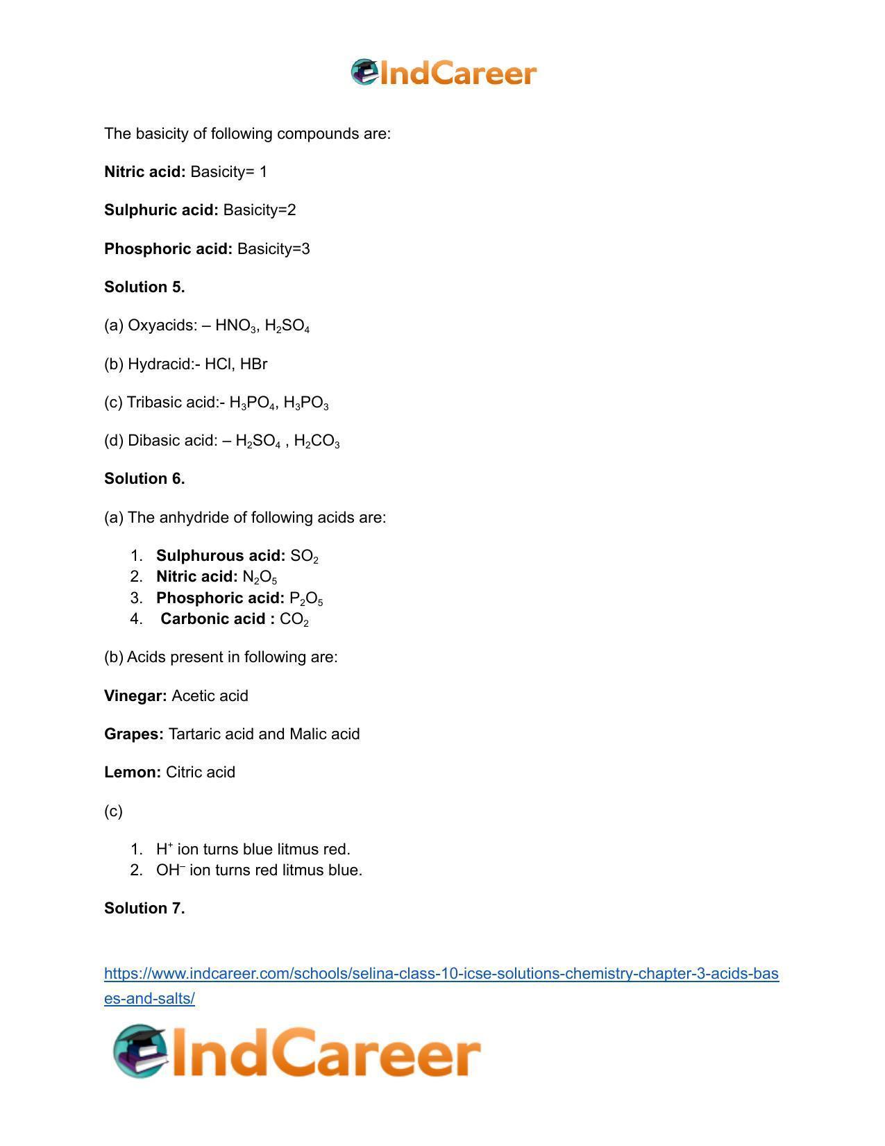 Selina Class 10 ICSE Solutions Chemistry : Chapter 3- Acids, Bases and Salts - Page 3
