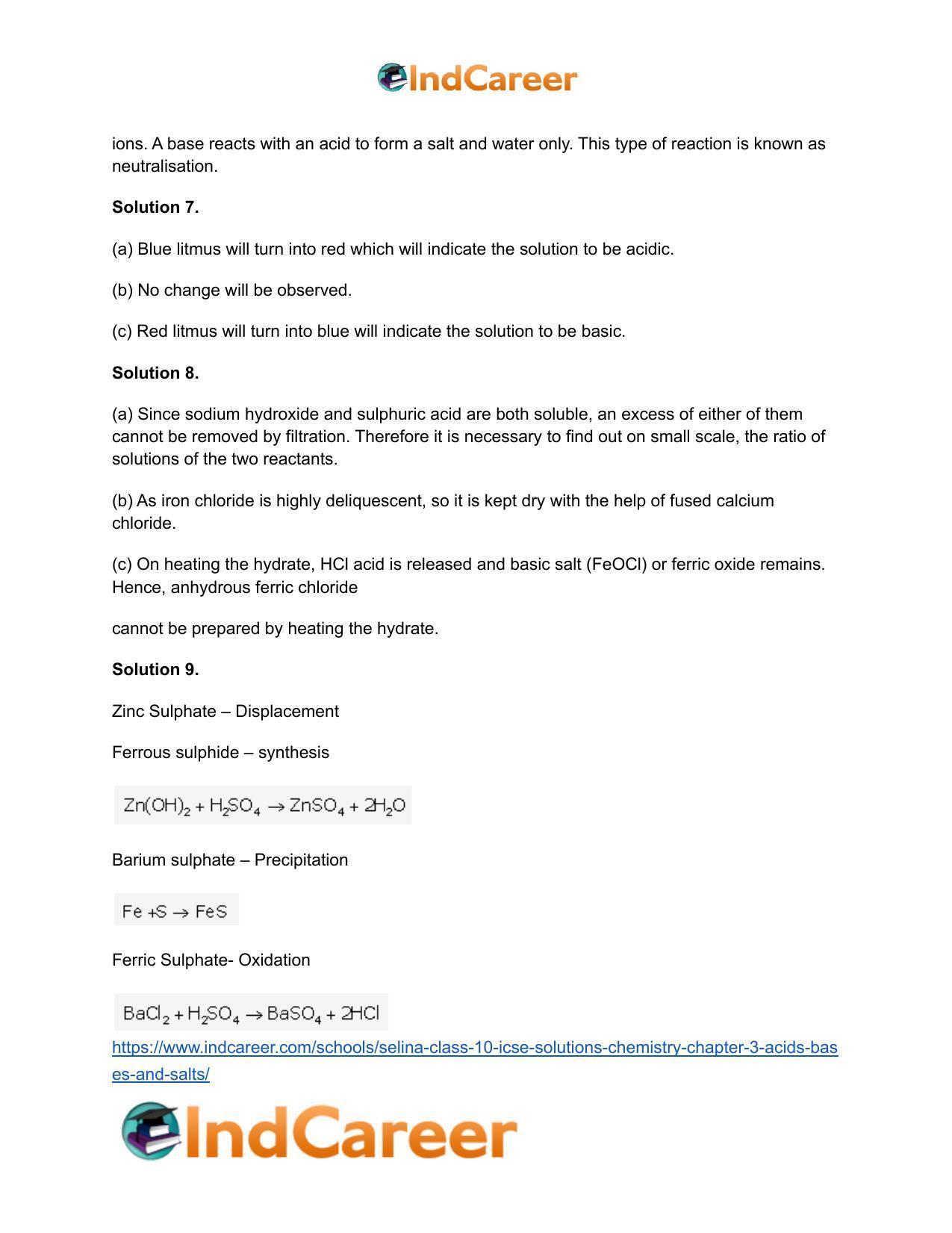Selina Class 10 ICSE Solutions Chemistry : Chapter 3- Acids, Bases and Salts - Page 14