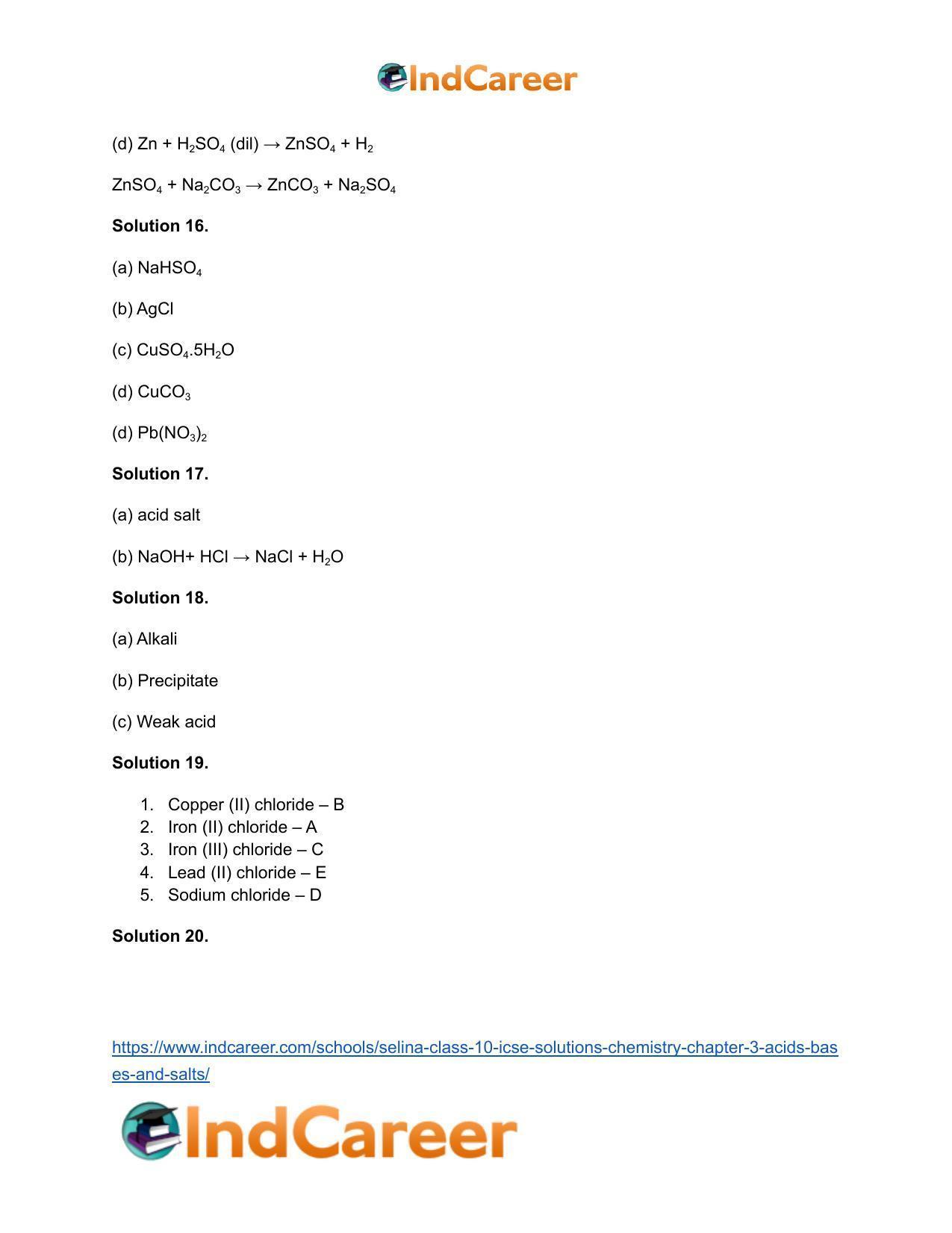 Selina Class 10 ICSE Solutions Chemistry : Chapter 3- Acids, Bases and Salts - Page 17