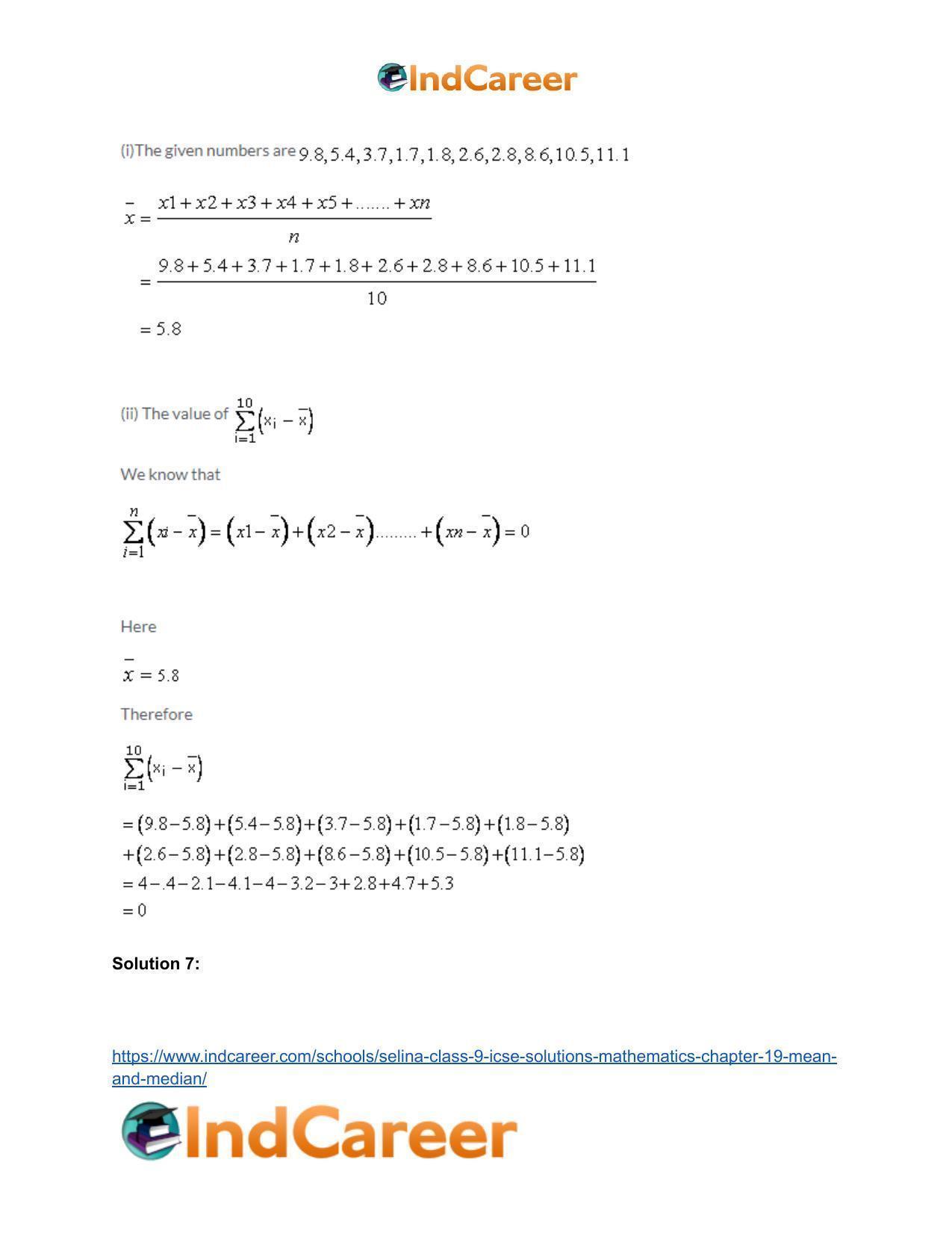 Selina Class 9 ICSE Solutions Mathematics : Chapter 19- Mean and Median - Page 5