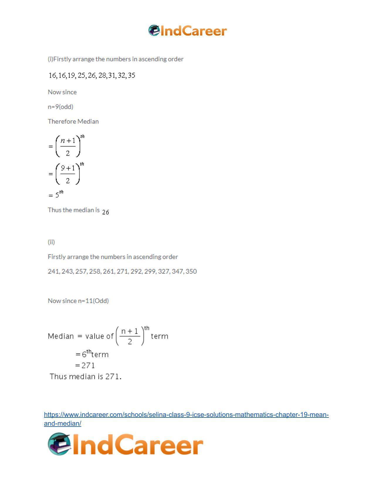Selina Class 9 ICSE Solutions Mathematics : Chapter 19- Mean and Median - Page 12