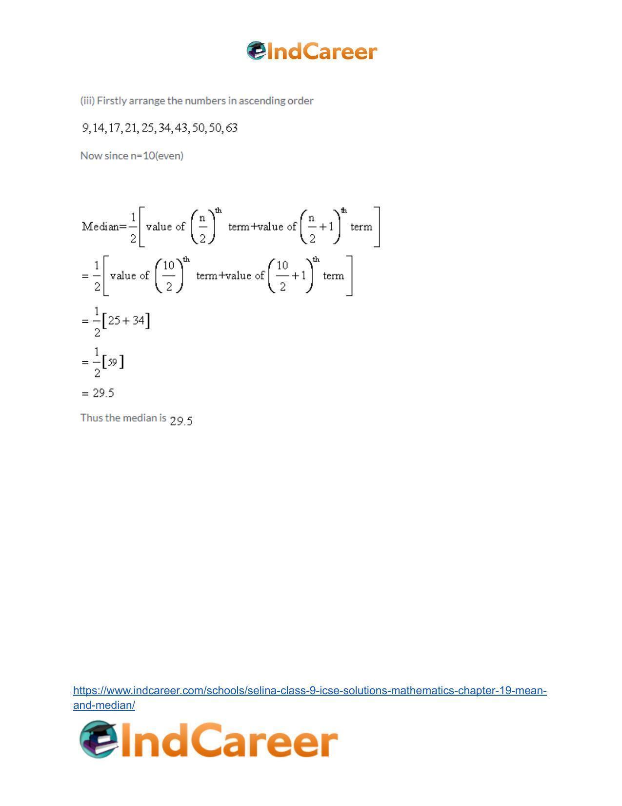 Selina Class 9 ICSE Solutions Mathematics : Chapter 19- Mean and Median - Page 13