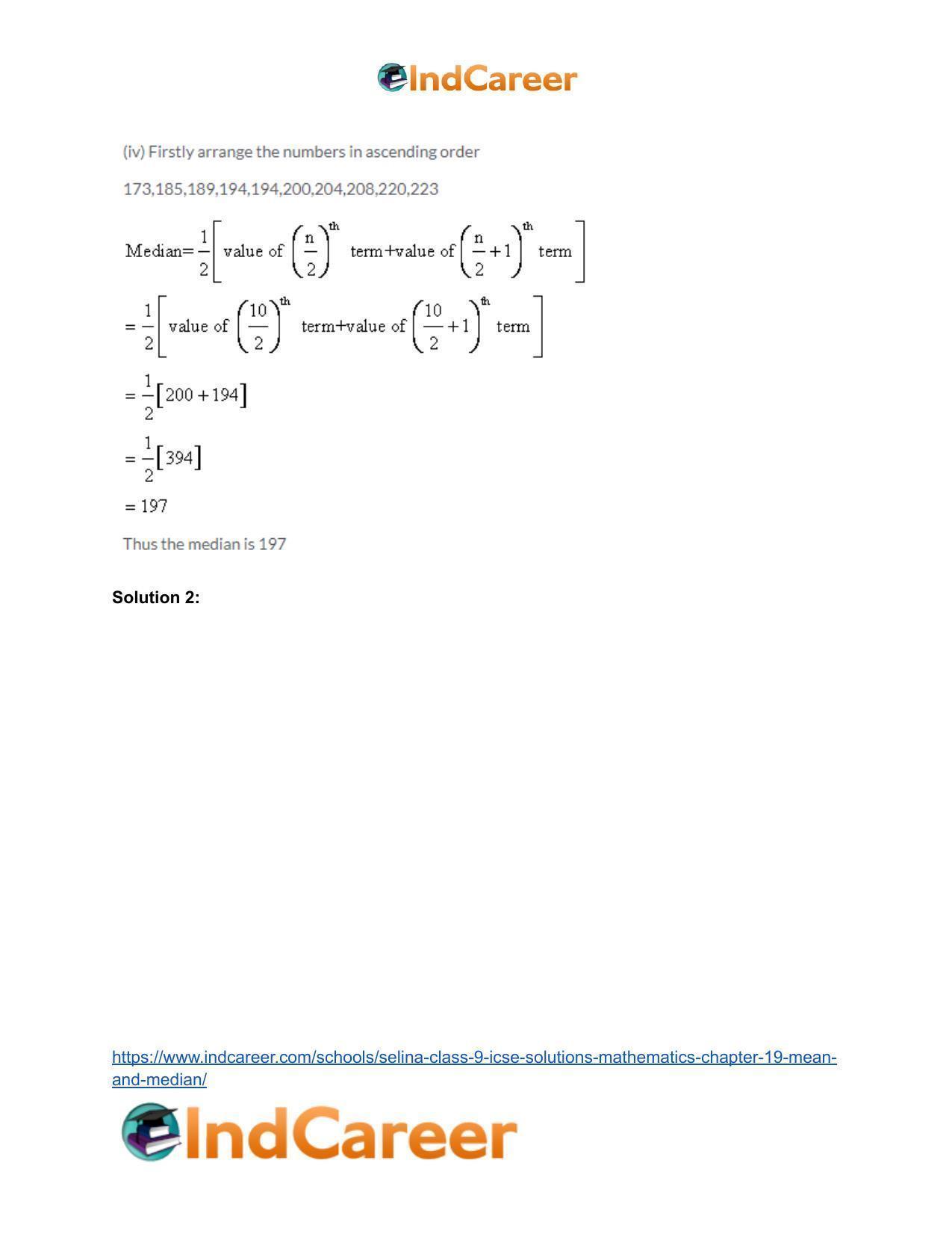 Selina Class 9 ICSE Solutions Mathematics : Chapter 19- Mean and Median - Page 14