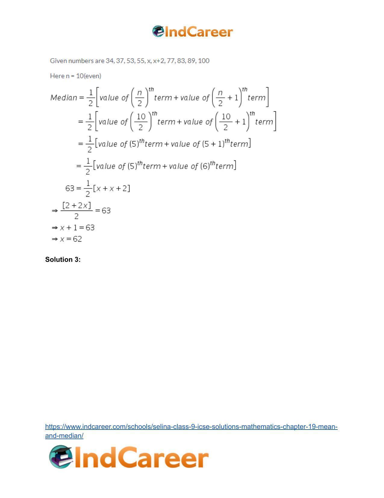 Selina Class 9 ICSE Solutions Mathematics : Chapter 19- Mean and Median - Page 15