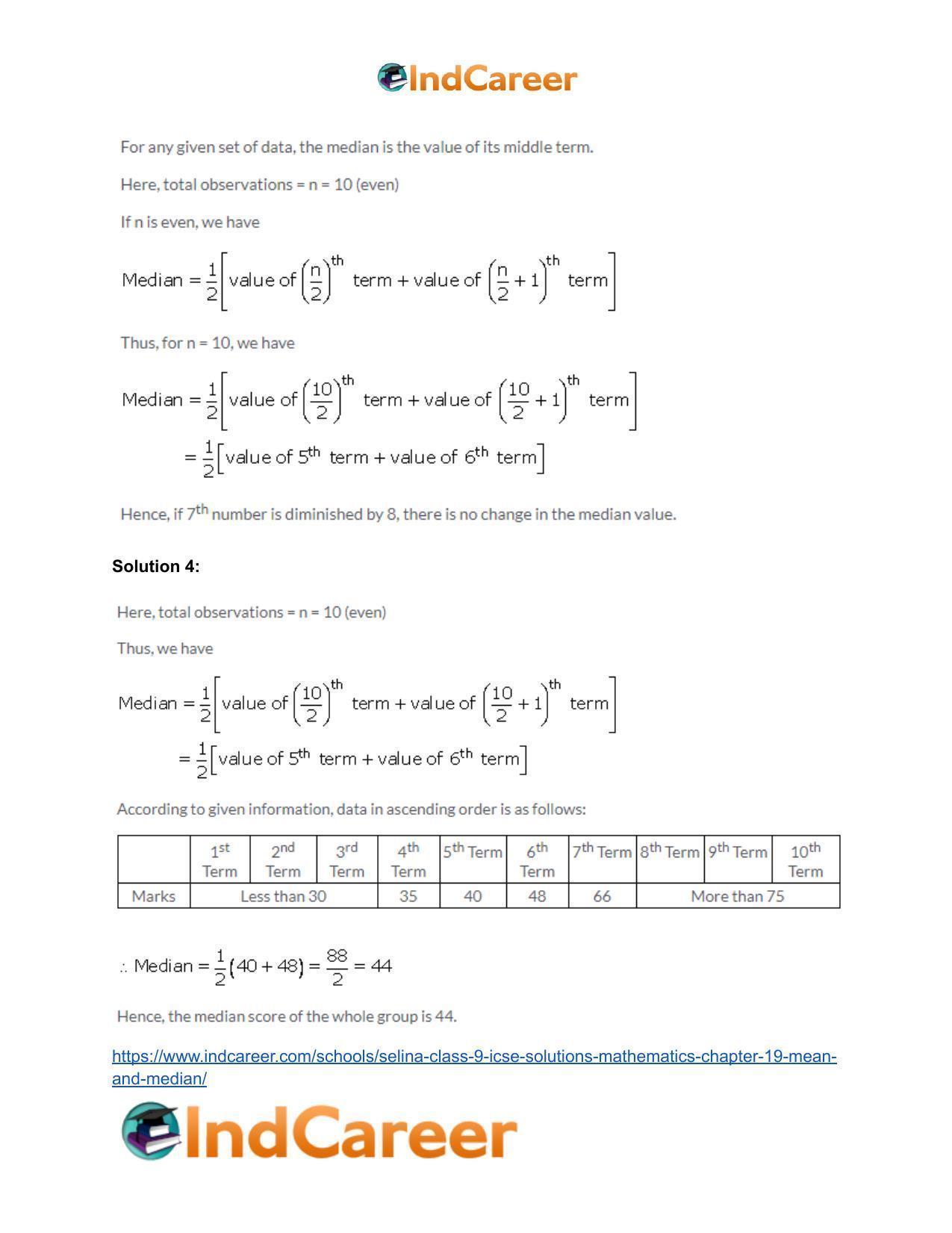 Selina Class 9 ICSE Solutions Mathematics : Chapter 19- Mean and Median - Page 16
