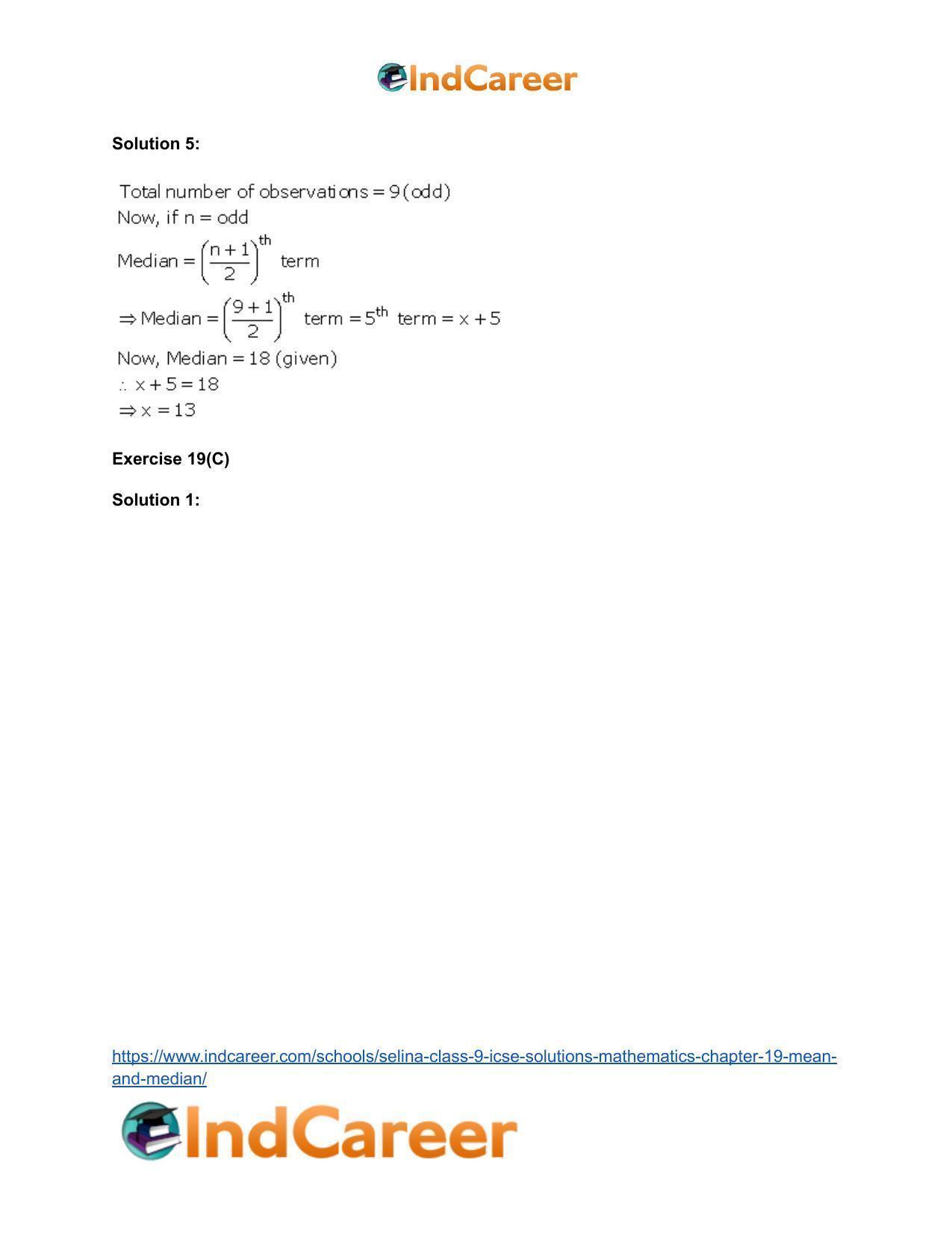 Selina Class 9 ICSE Solutions Mathematics : Chapter 19- Mean and Median - Page 17