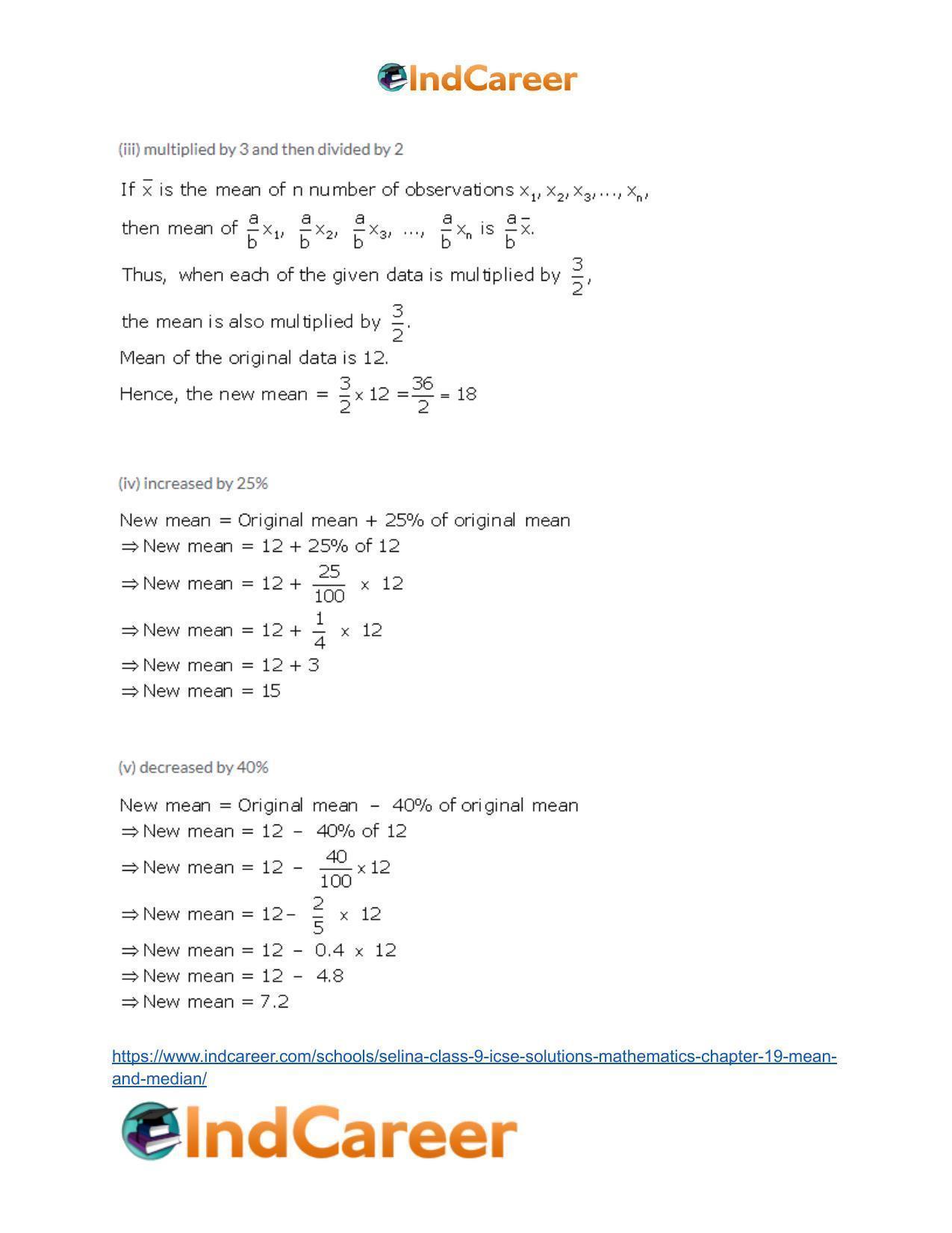 Selina Class 9 ICSE Solutions Mathematics : Chapter 19- Mean and Median - Page 19