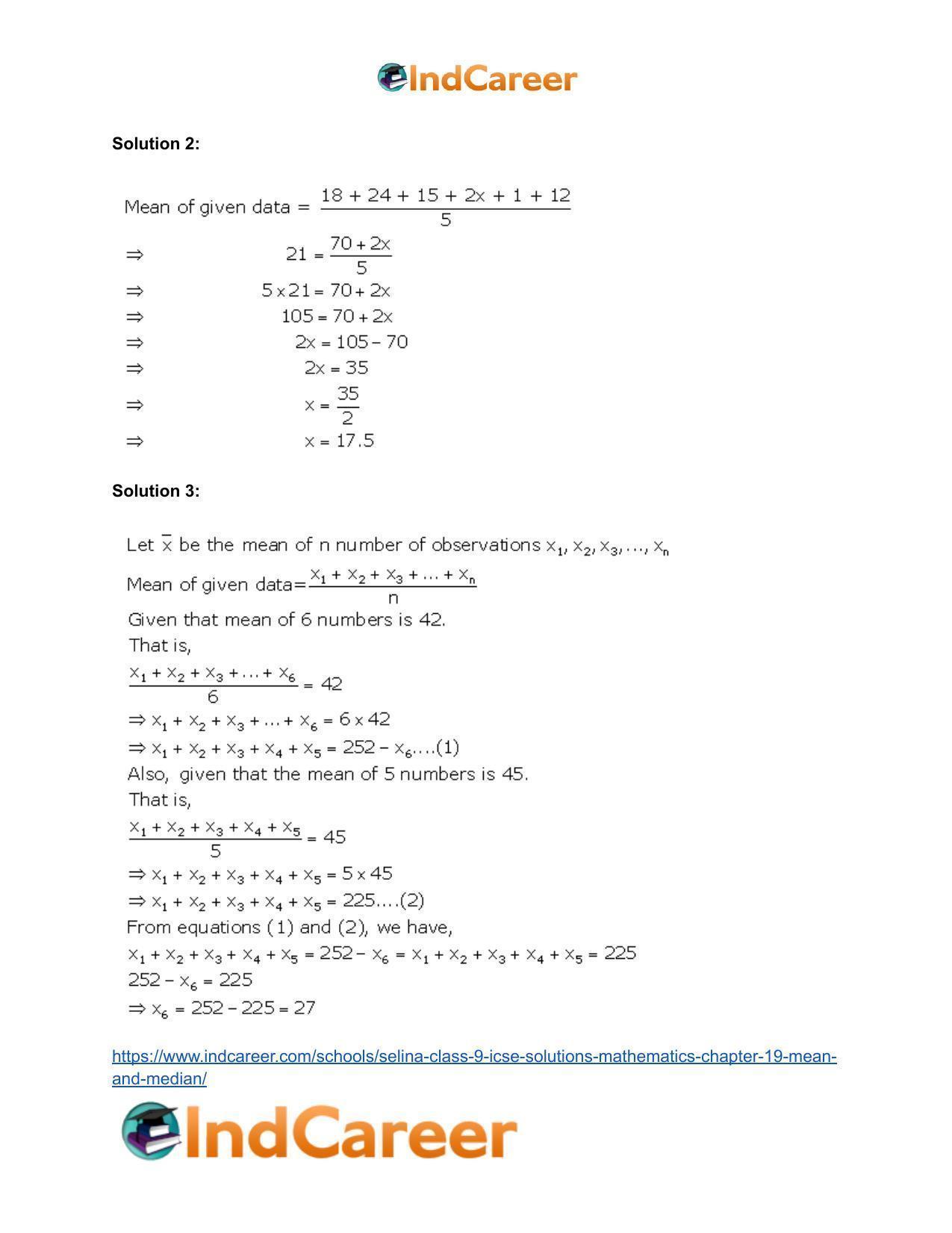 Selina Class 9 ICSE Solutions Mathematics : Chapter 19- Mean and Median - Page 20
