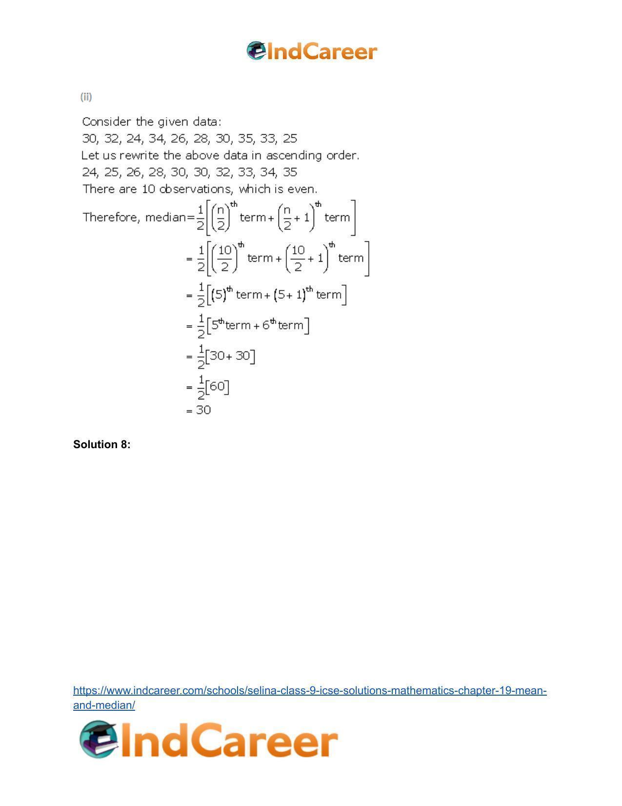 Selina Class 9 ICSE Solutions Mathematics : Chapter 19- Mean and Median - Page 24