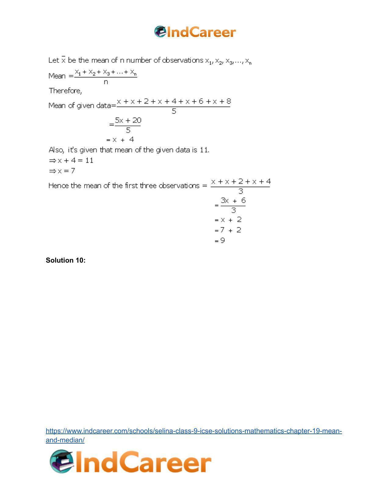 Selina Class 9 ICSE Solutions Mathematics : Chapter 19- Mean and Median - Page 26