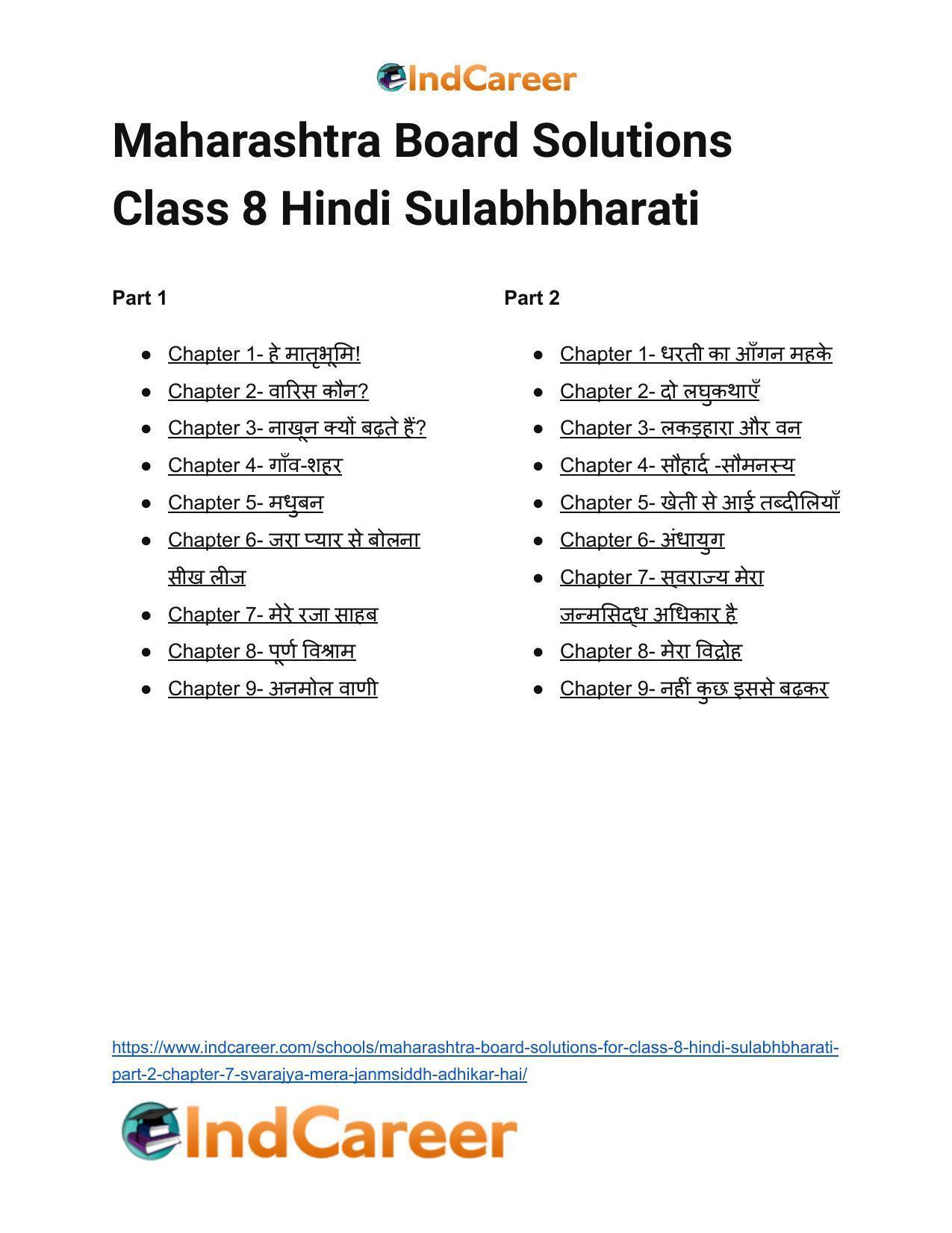 Maharashtra Board Solutions for Class 8- Hindi Sulabhbharati (Part 2): Chapter 8- मेरा विद्रोह - Page 20