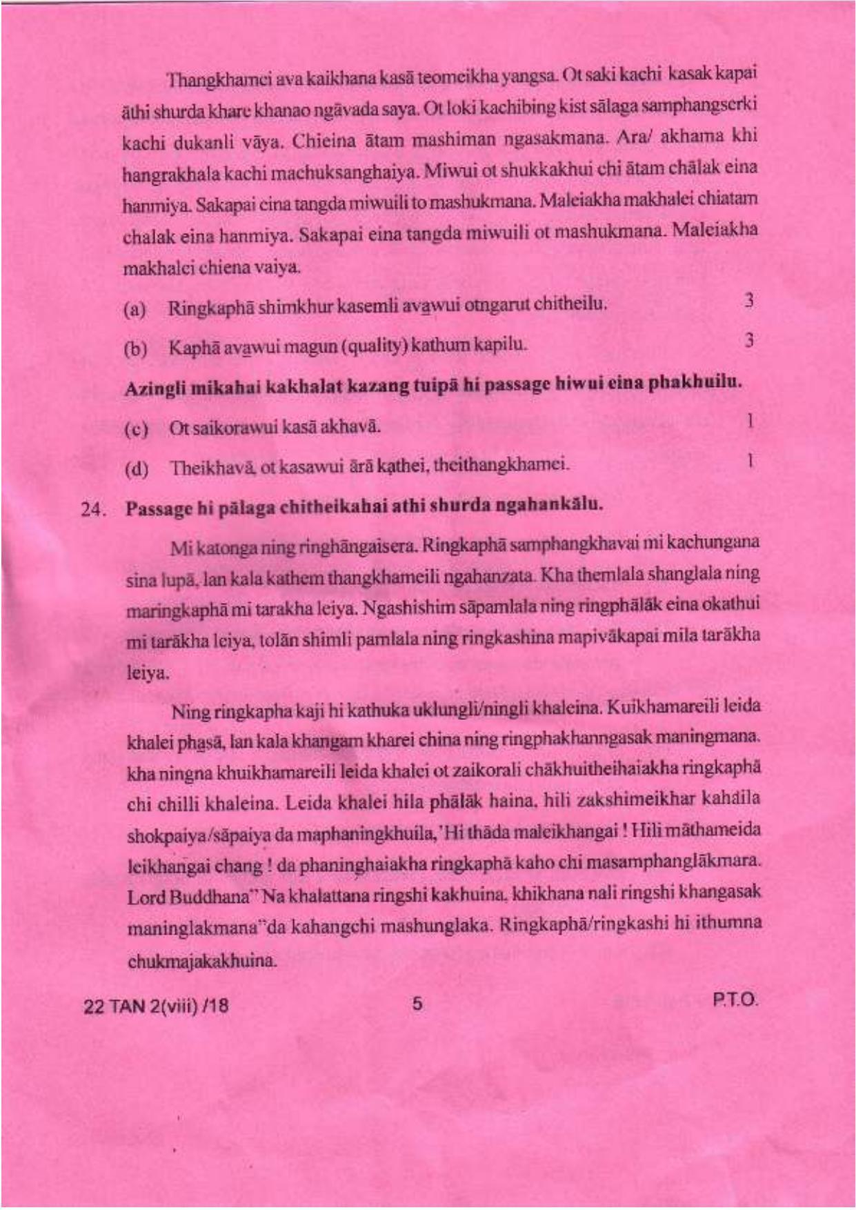 COHSEM Class 12	Tangkhul (M.I.L.) 2018 Question Papers - Page 5