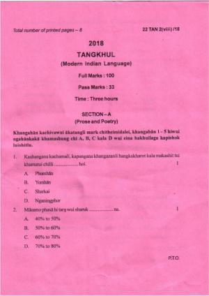 COHSEM Class 12	Tangkhul (M.I.L.) 2018 Question Papers