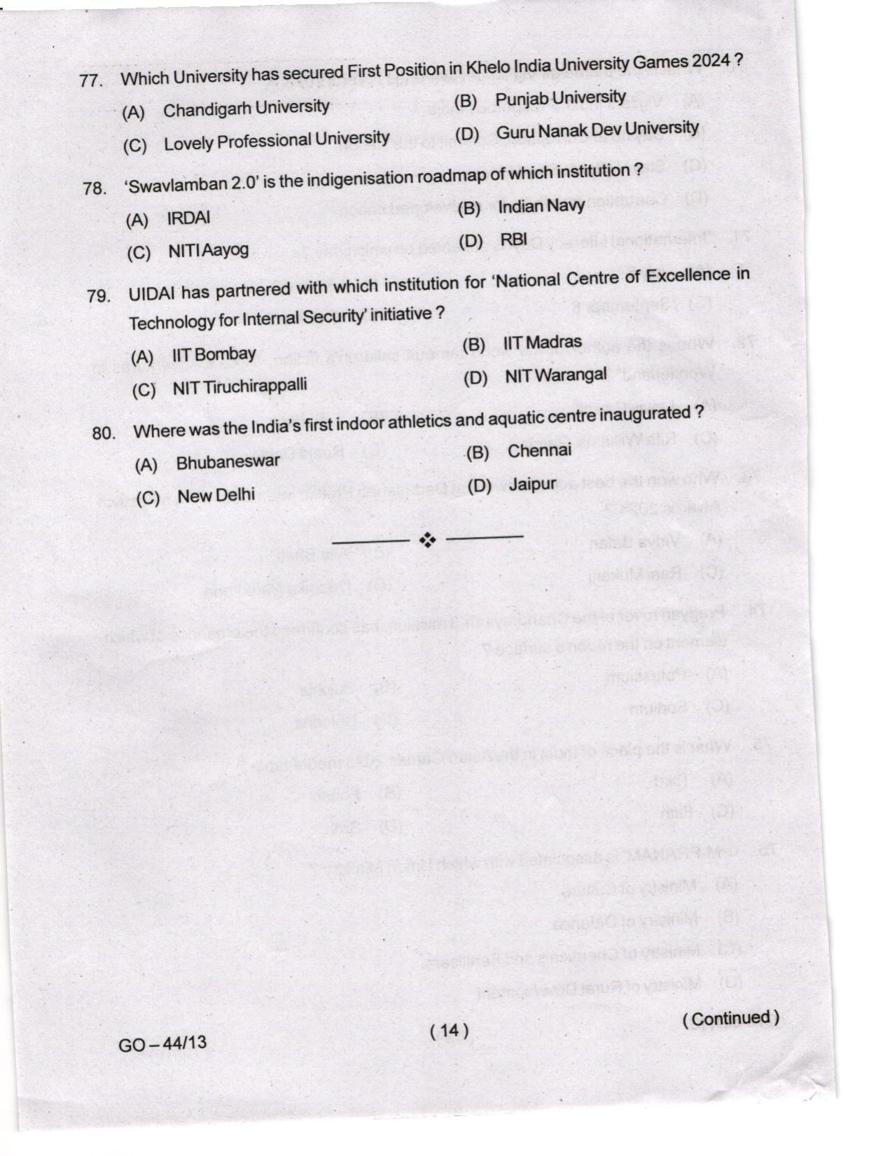Odisha CPET 2024 IRPM Question Papers - Page 14