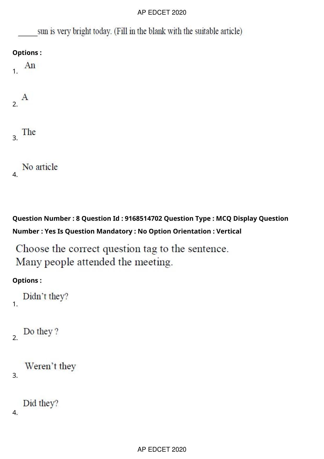 AP EDCET 2020 Maths Question Paper Shift 1 - Page 7