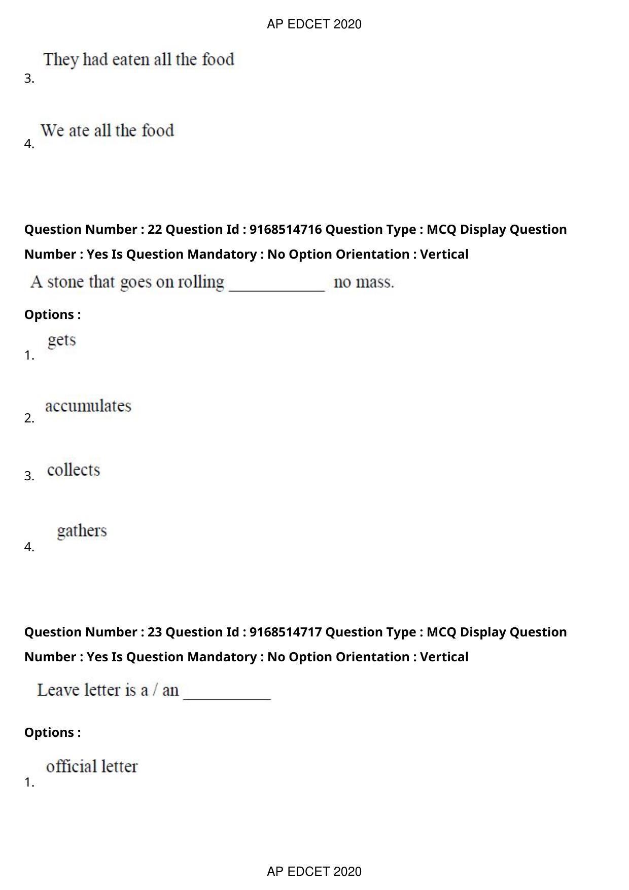 AP EDCET 2020 Maths Question Paper Shift 1 - Page 15