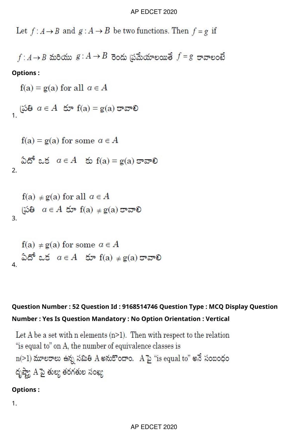 AP EDCET 2020 Maths Question Paper Shift 1 - Page 38