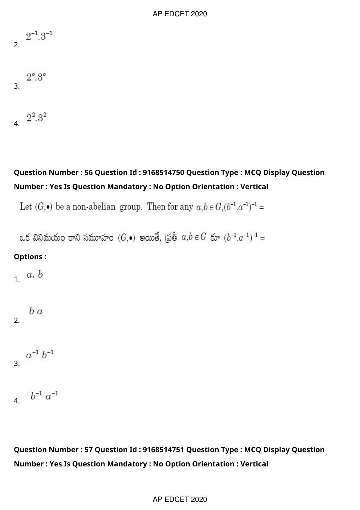 AP EDCET 2020 Maths Question Paper Shift 1 - Page 41