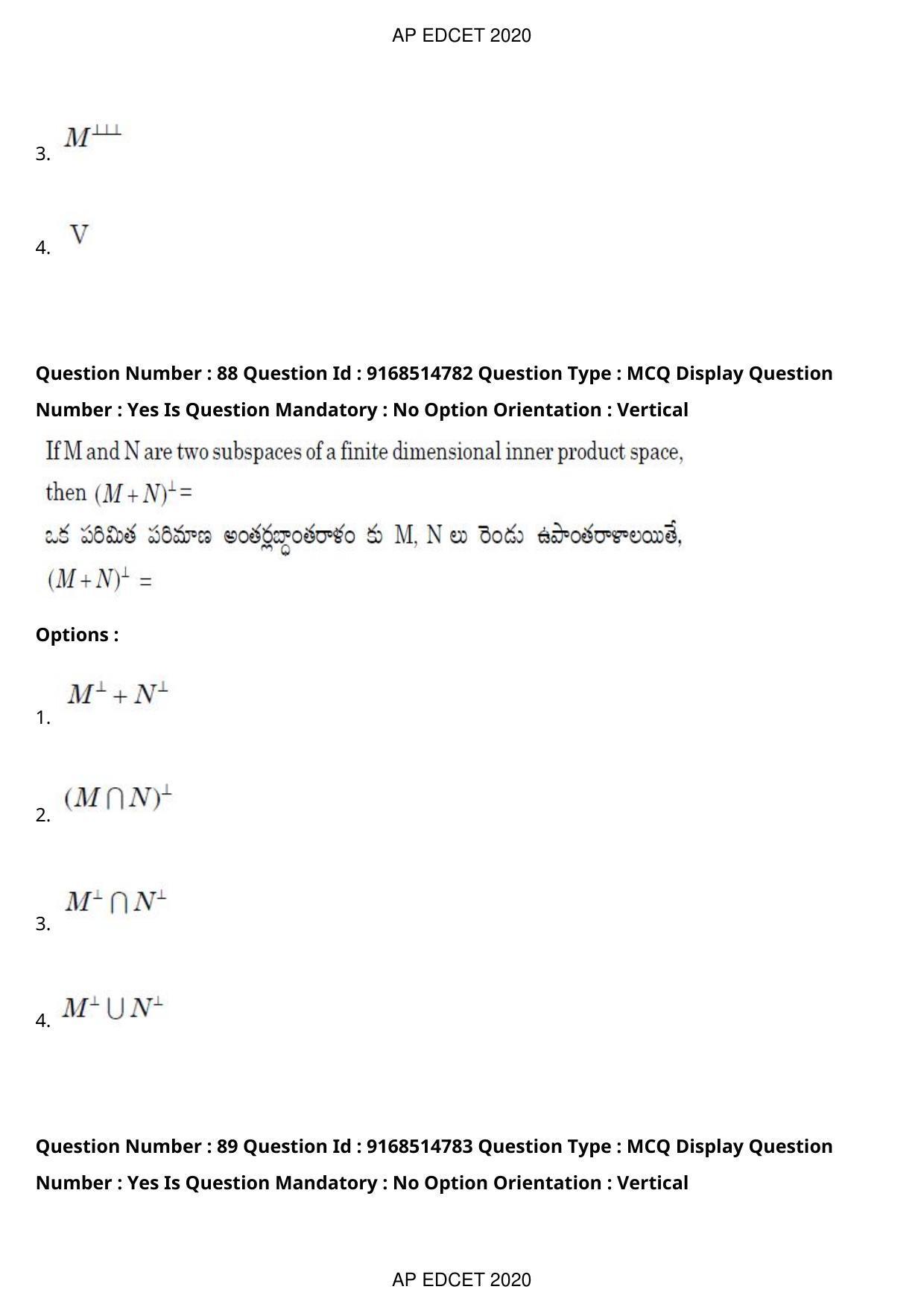 AP EDCET 2020 Maths Question Paper Shift 1 - Page 63
