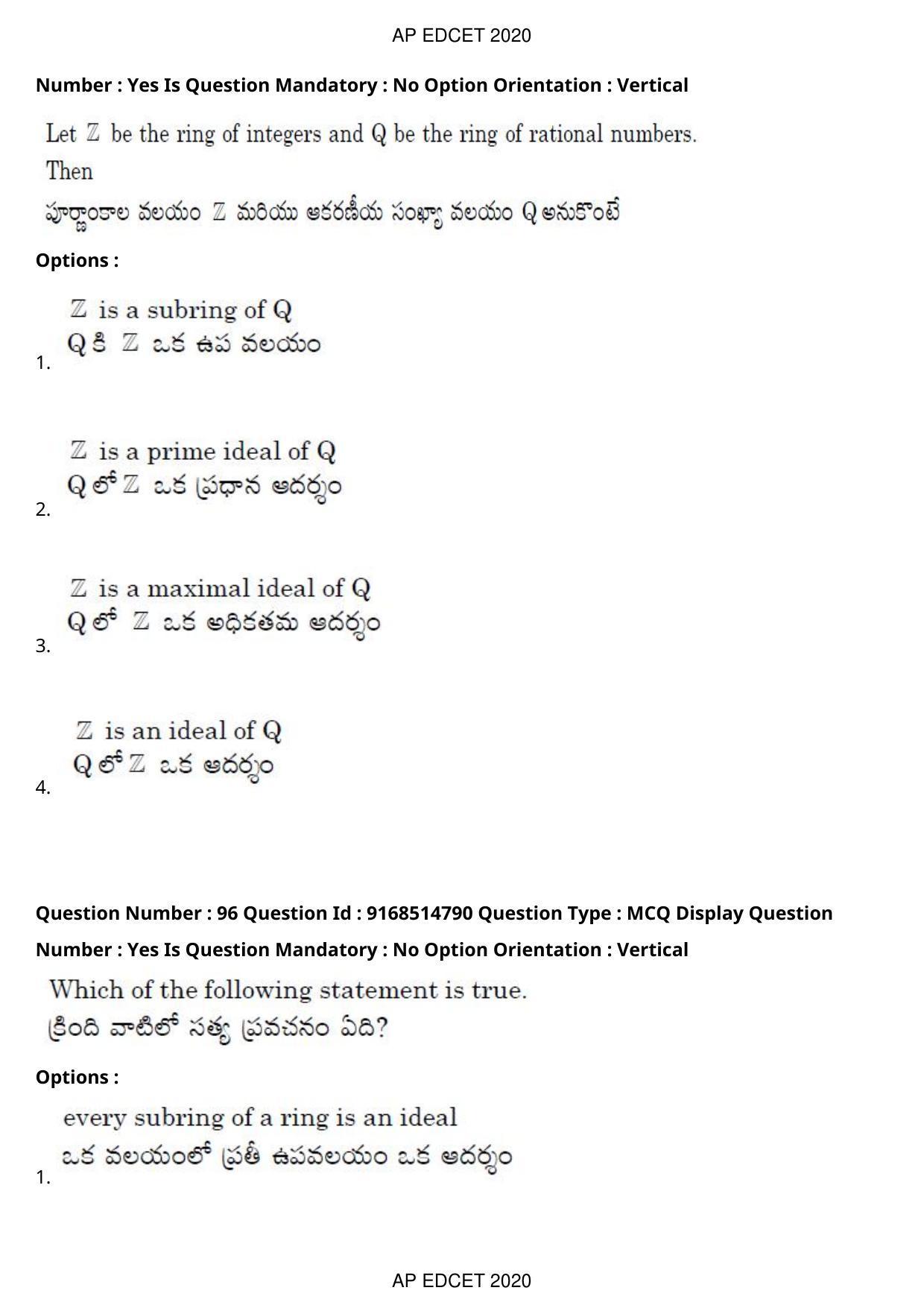 AP EDCET 2020 Maths Question Paper Shift 1 - Page 68
