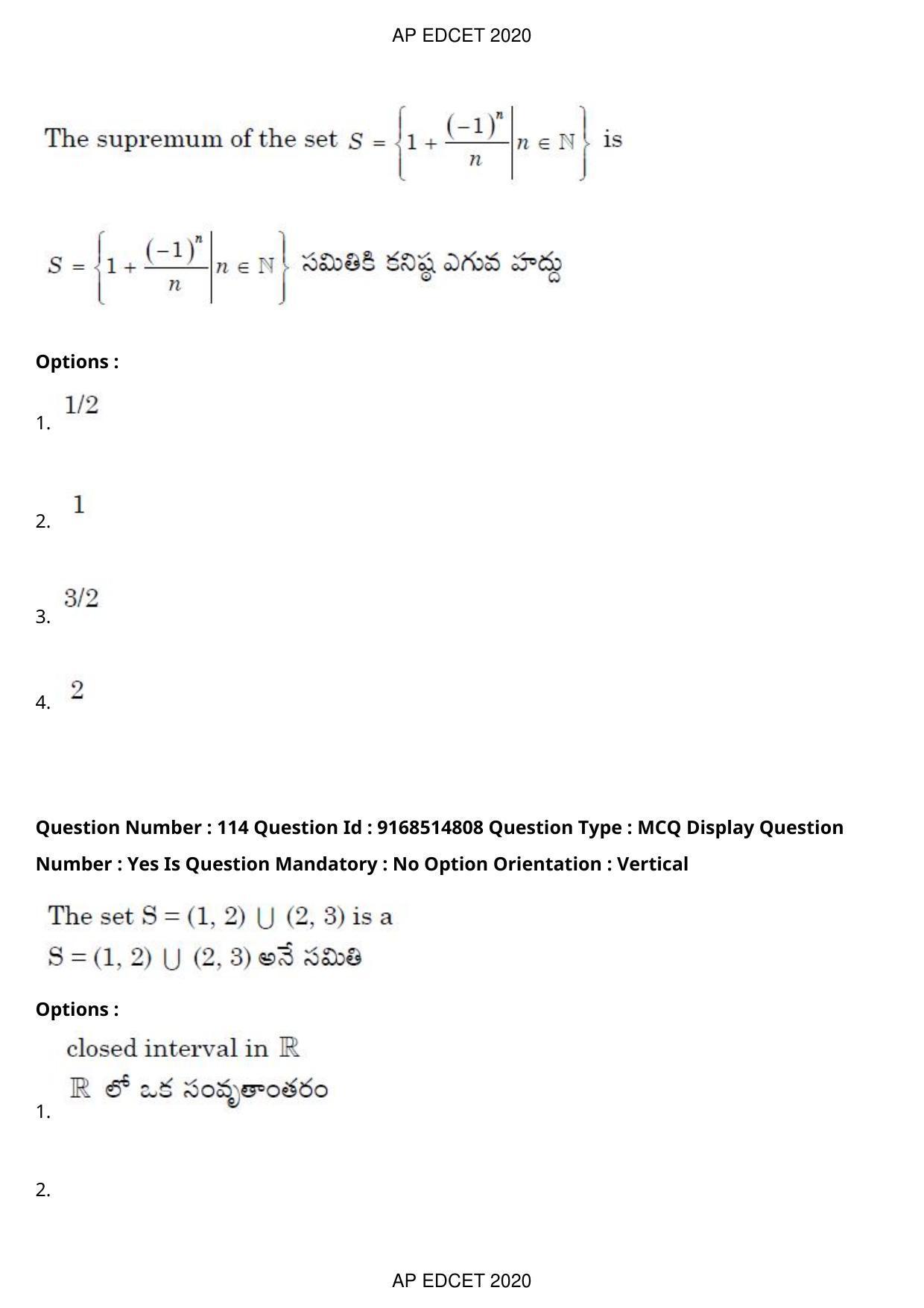AP EDCET 2020 Maths Question Paper Shift 1 - Page 80