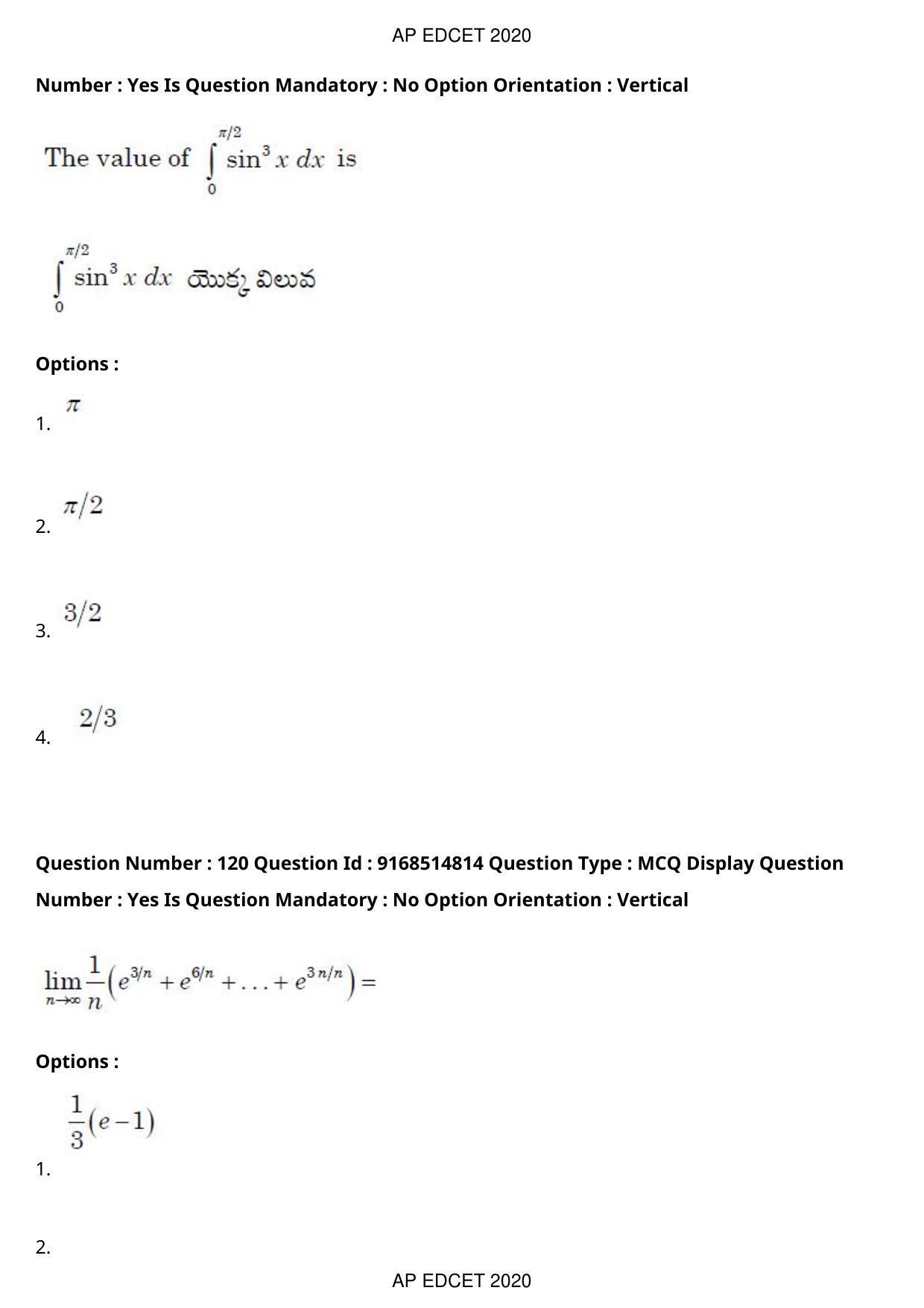 AP EDCET 2020 Maths Question Paper Shift 1 - Page 84