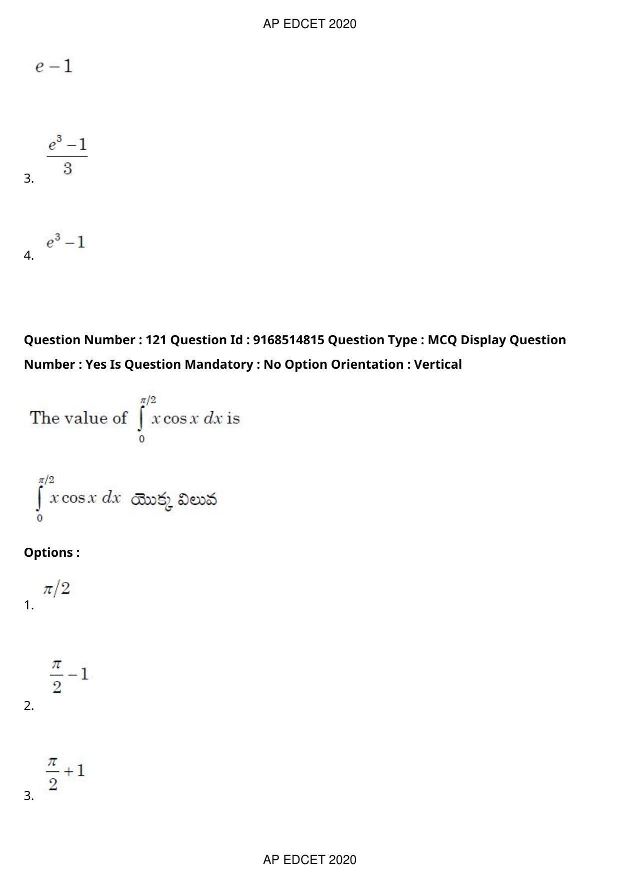 AP EDCET 2020 Maths Question Paper Shift 1 - Page 85
