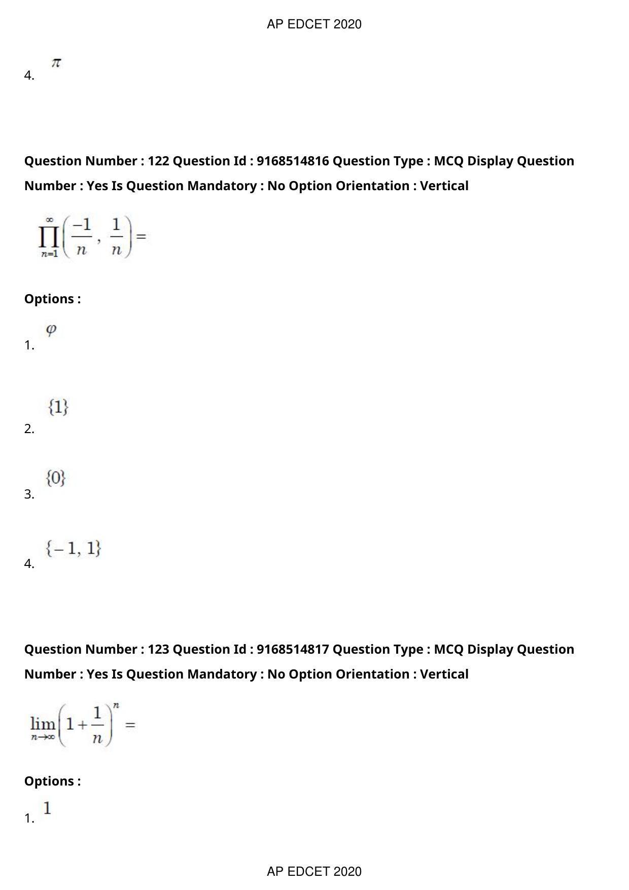 AP EDCET 2020 Maths Question Paper Shift 1 - Page 86
