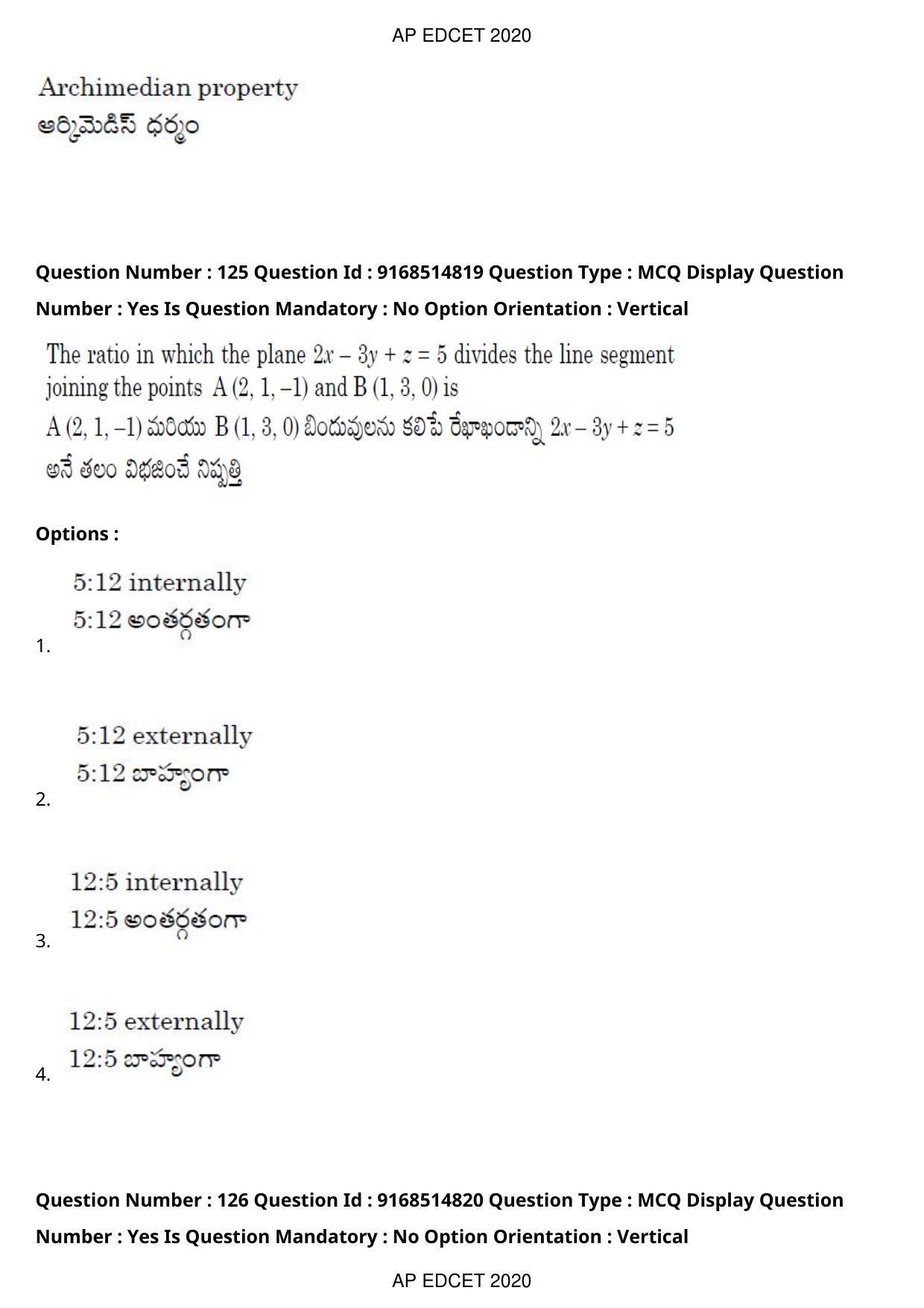 AP EDCET 2020 Maths Question Paper Shift 1 - Page 88