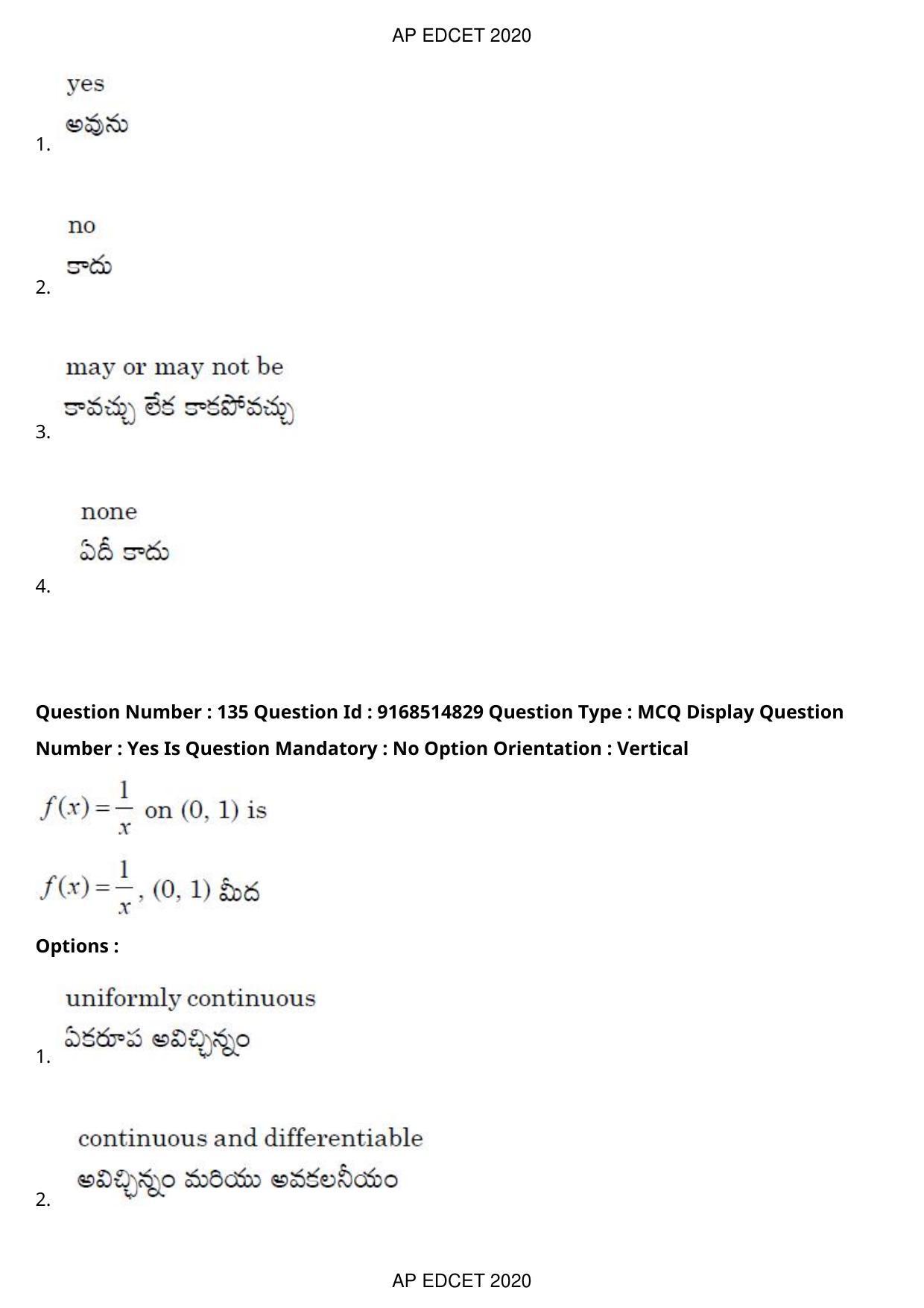 AP EDCET 2020 Maths Question Paper Shift 1 - Page 95