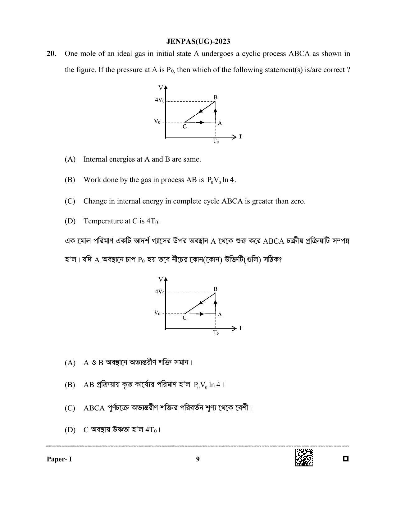 JENPAS (UG) 2023 Question Paper - Page 9